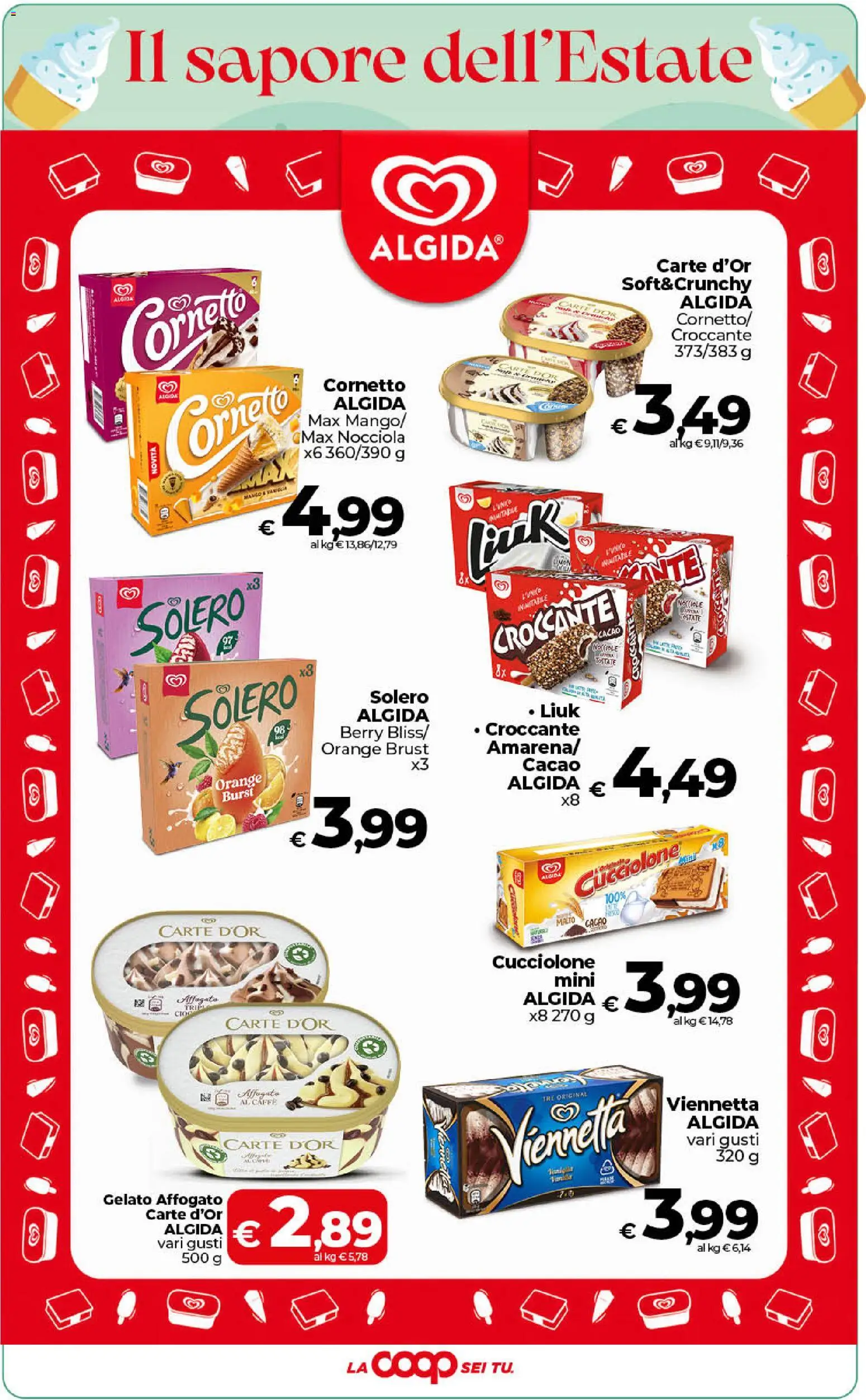 Volantino COOP del 30/06/2026 | Pagina: 24 | Prodotti: Cornetto, Gelato, The, Cacao