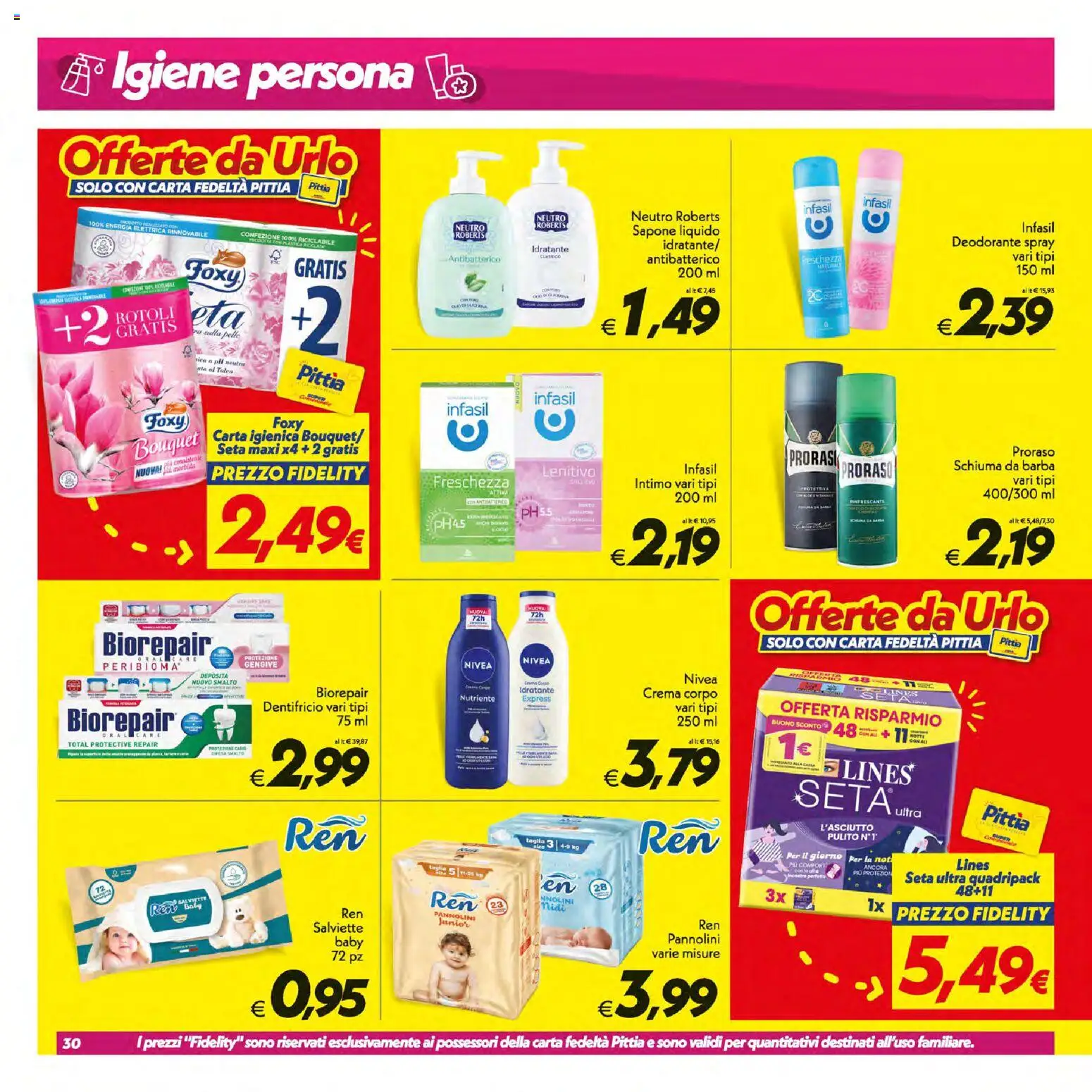 Volantino SuperConveniente del 14/07/2026 | Pagina: 30 | Prodotti: Schiuma da barba, Carta igienica, Deodorante, Talco
