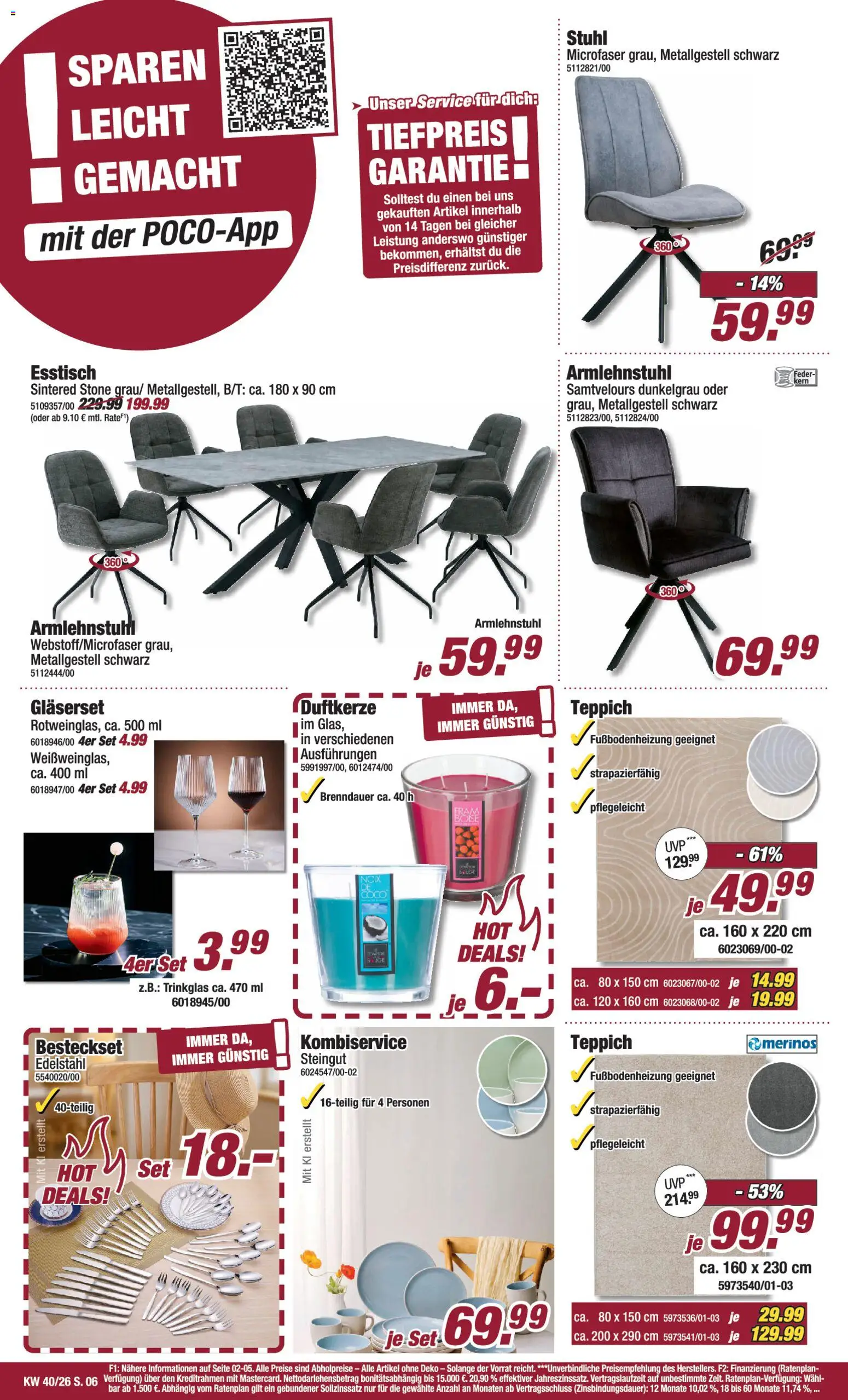 Poco Prospekt – gültig ab 27.09.2026 | Seite: 6 | Produkte: Esstisch, Stuhl, Teppich