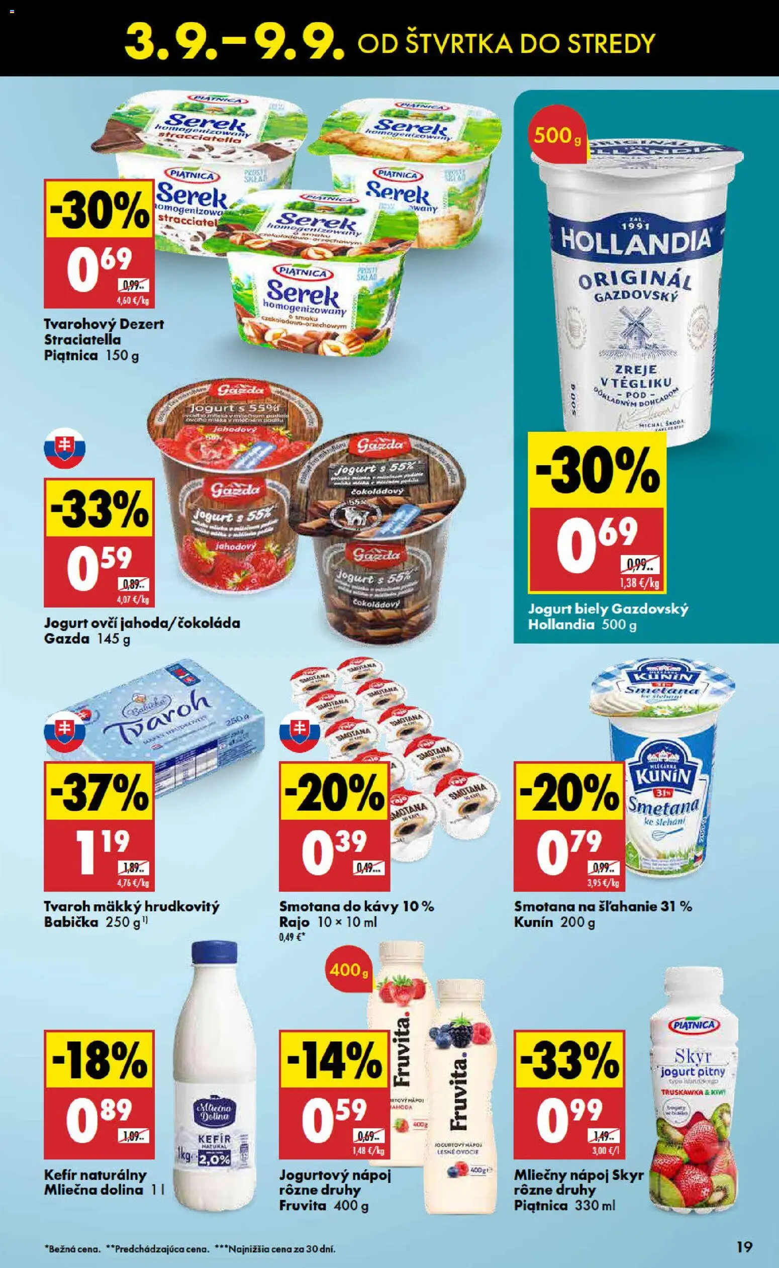 Nové Biedronka akcie – leták je platný od 03.09.2026 | Strana: 19 | Produkty: Smotana, Skyr, Kiwi, Dezert