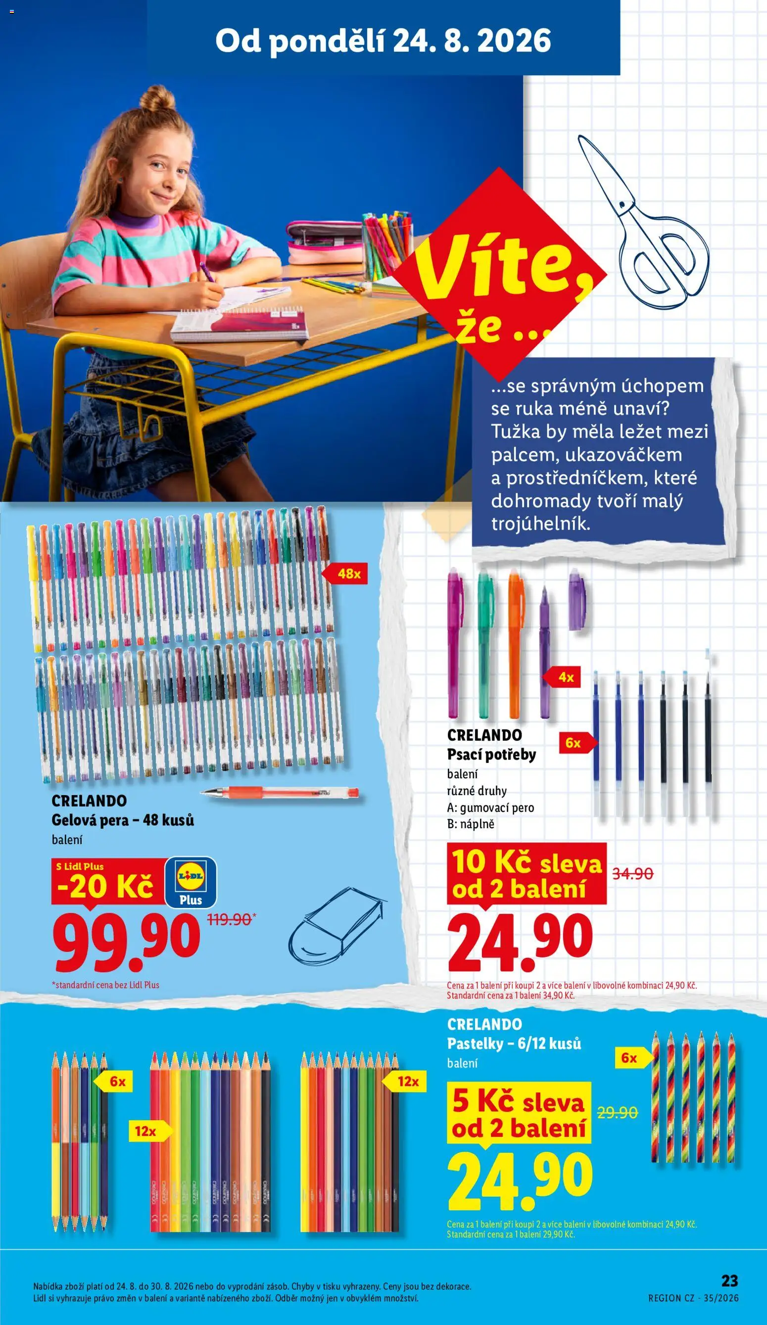 Lidl leták - Škola od 04.08.2026 | Strana: 23 | Produkty: Pastelky, Pero, Tužka