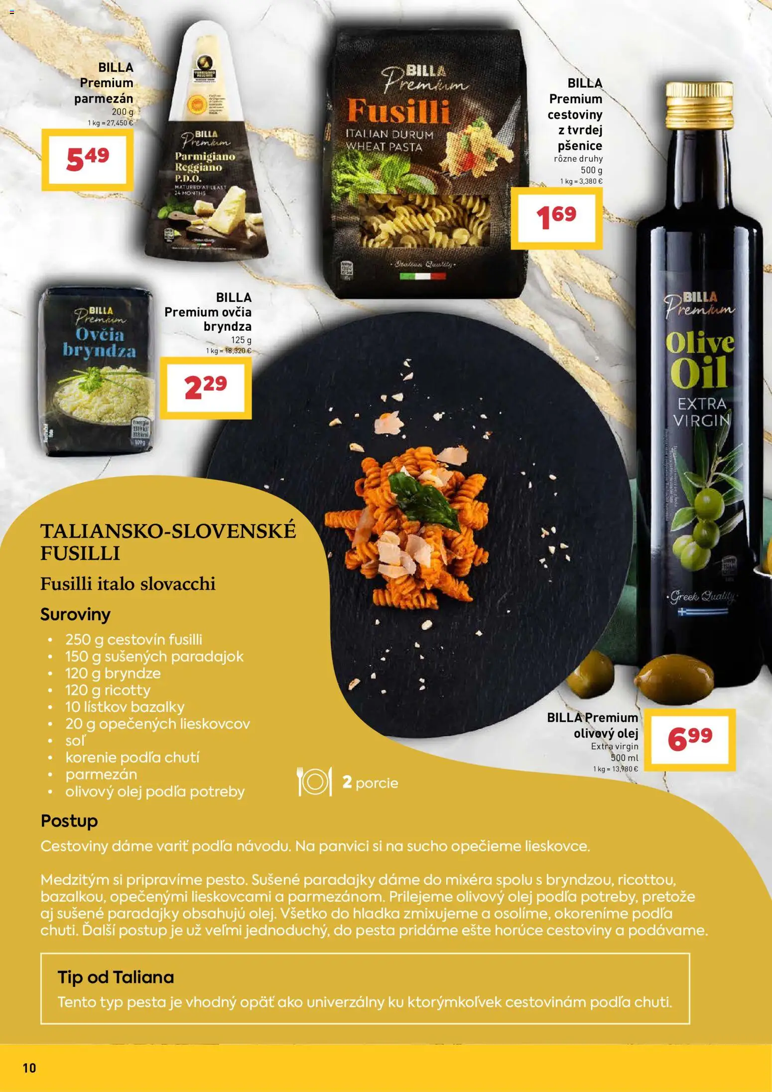Nové Billa akcie – leták je platný od 09.09.2026 | Strana: 10 | Produkty: Olej, Parmezán, Bryndza, Korenie