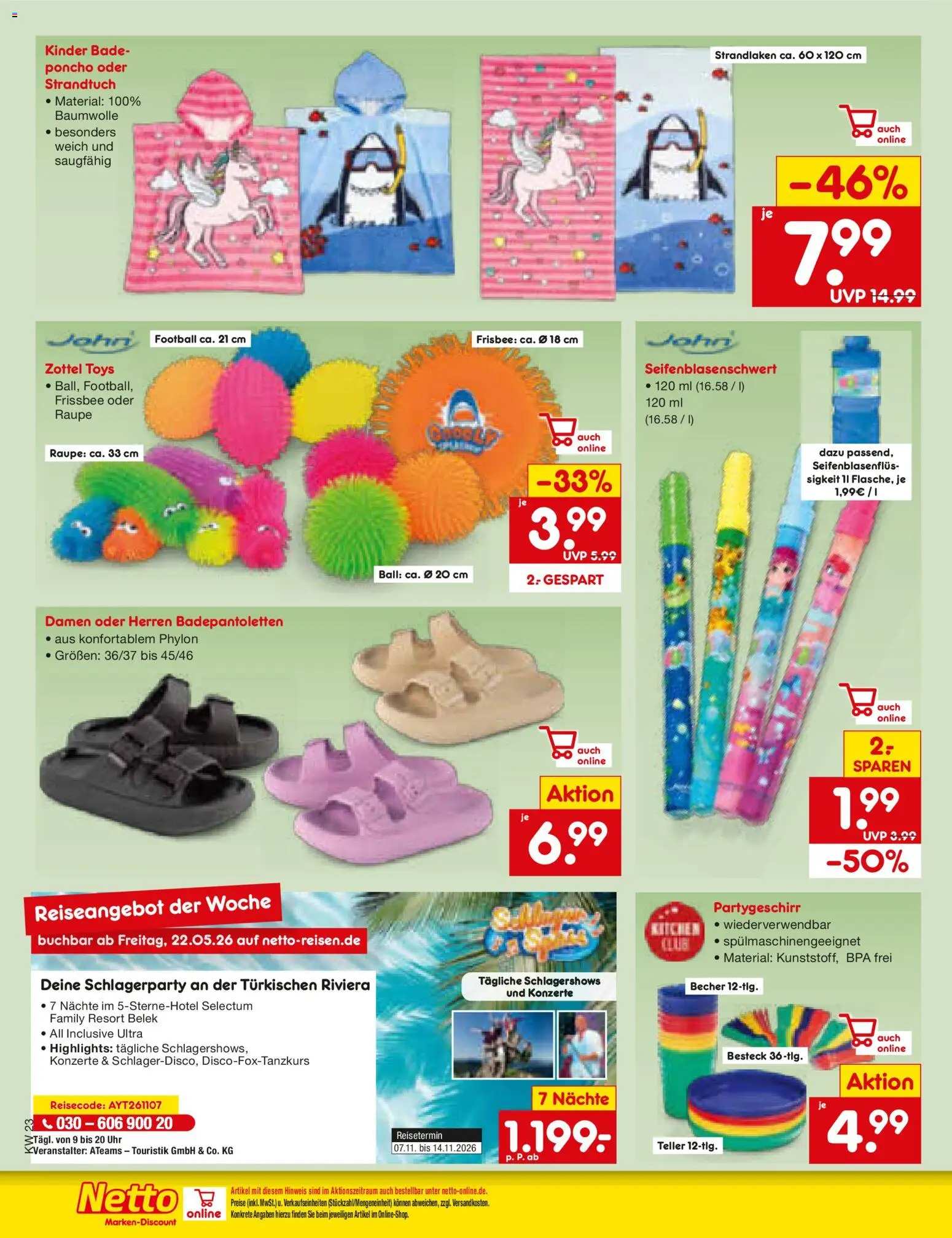 Netto Marken-Discount Prospekt – gültig ab 01.06.2026 | Seite: 38 | Produkte: Poncho, Strandtuch, Football, Uhr