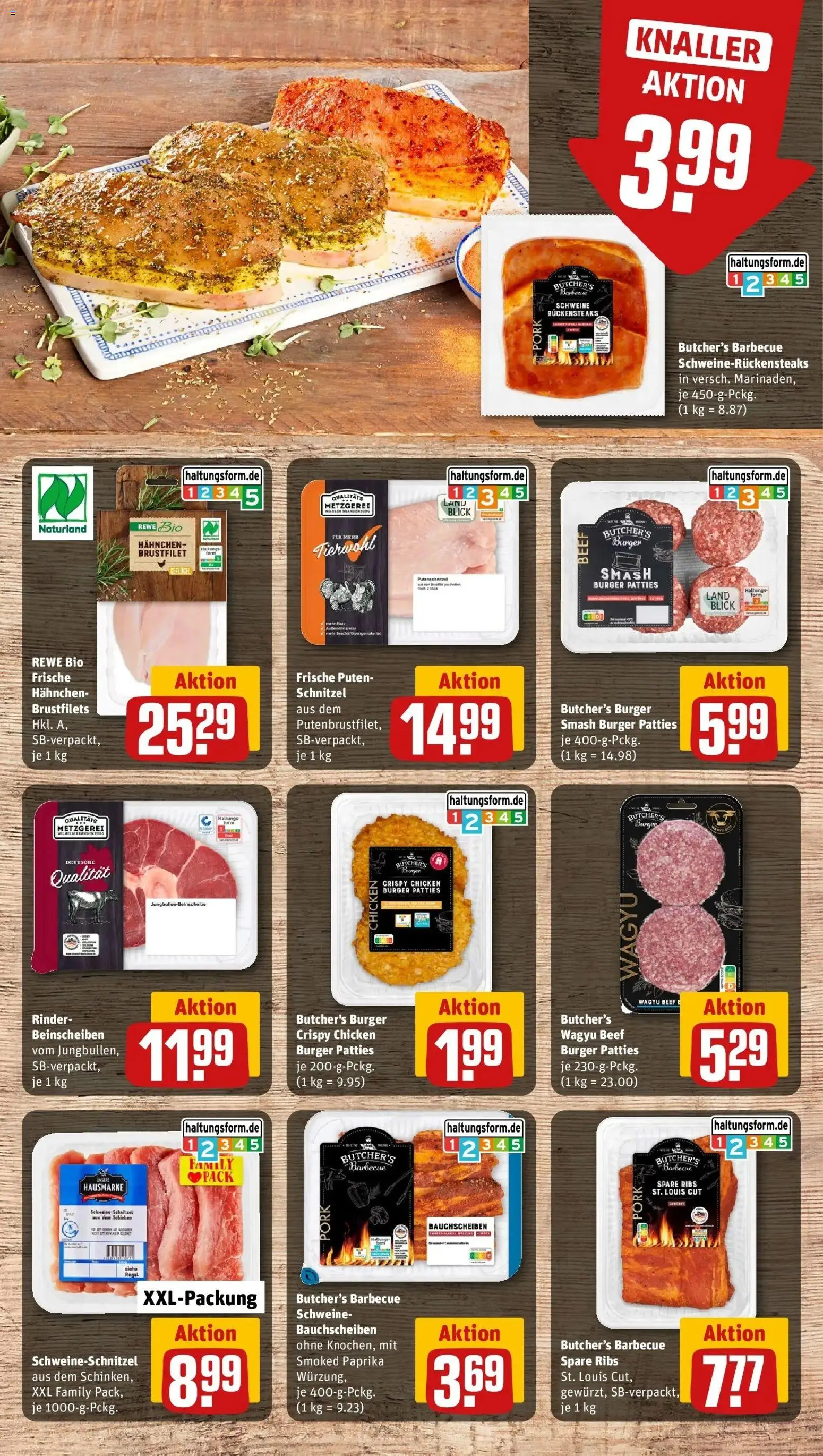 REWE Prospekt ab 03.08.2026 zum Blättern » Angebote | Seite: 9 | Produkte: Hahnchen, Spare ribs, Burger, Schnitzel