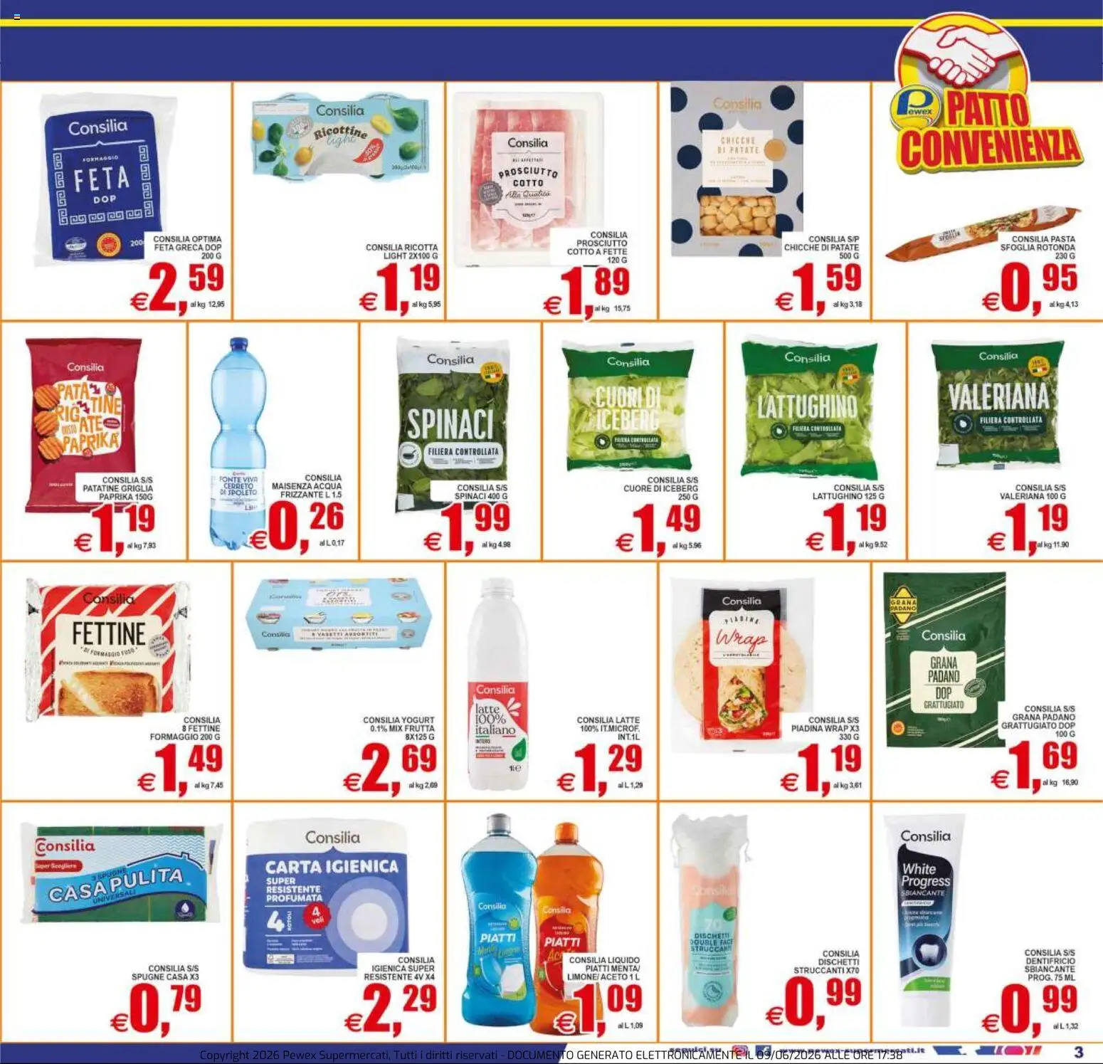 Volantino Pewex del 10.06.2026 | Pagina: 3 | Prodotti: Carta igienica, Formaggio, Piadina, Griglia