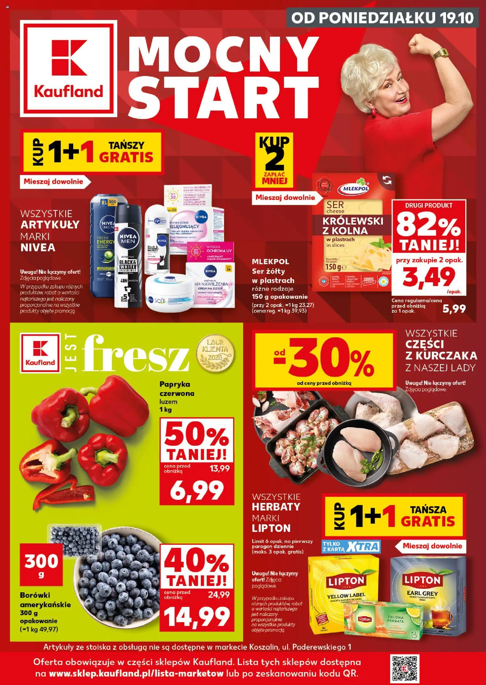 Kaufland Polsko leták - Mocny start od 19.10.2026 | Strana: 1 | Produkty: Nivea, Krém, Protein