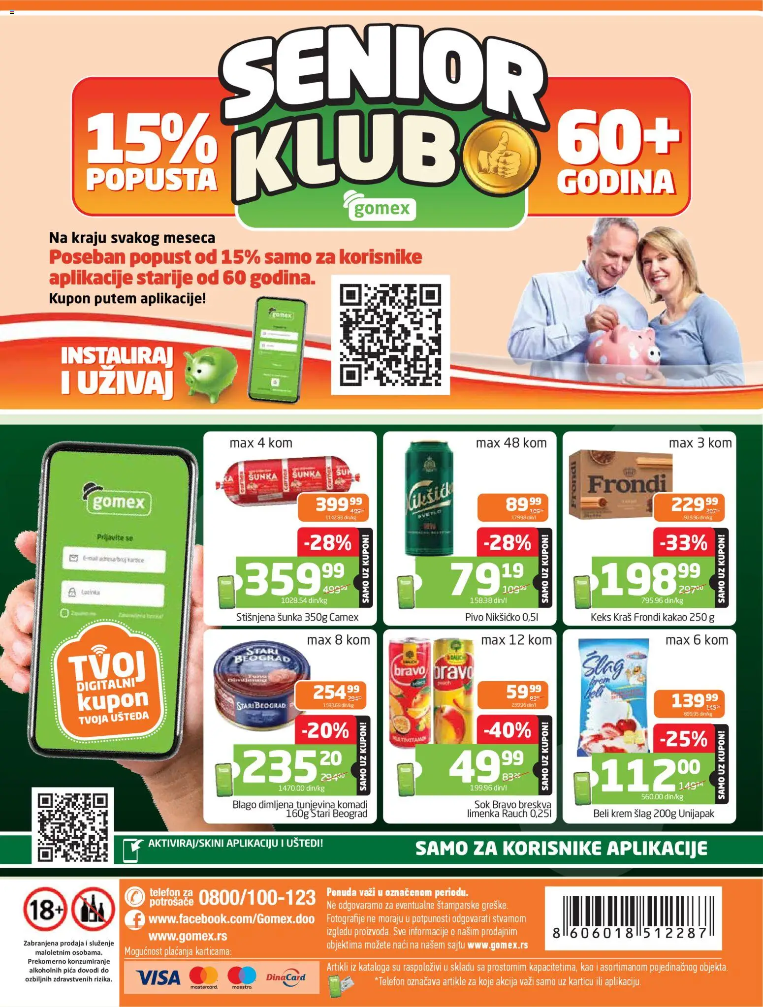 Gomex katalog - važi od 15.04.2026 | Strana: 28 | Proizvode: Šlag, Šunka, Pivo, Breskva