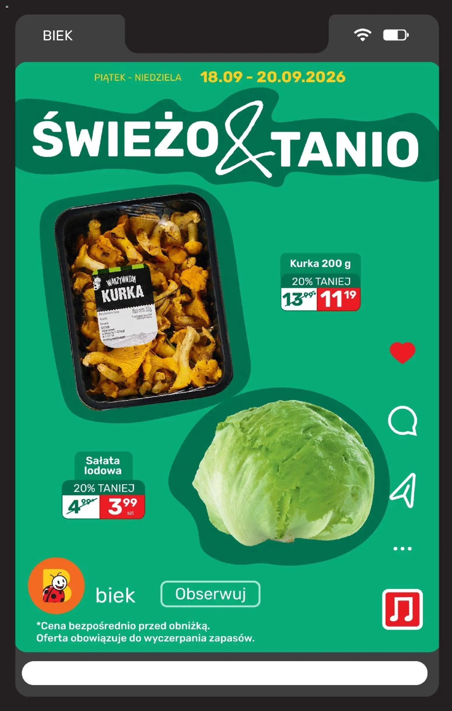 Biedronka gazetka - Biek od 19.09.2026 | Strona: 6 | Produkty: Sałata, Salata lodowa