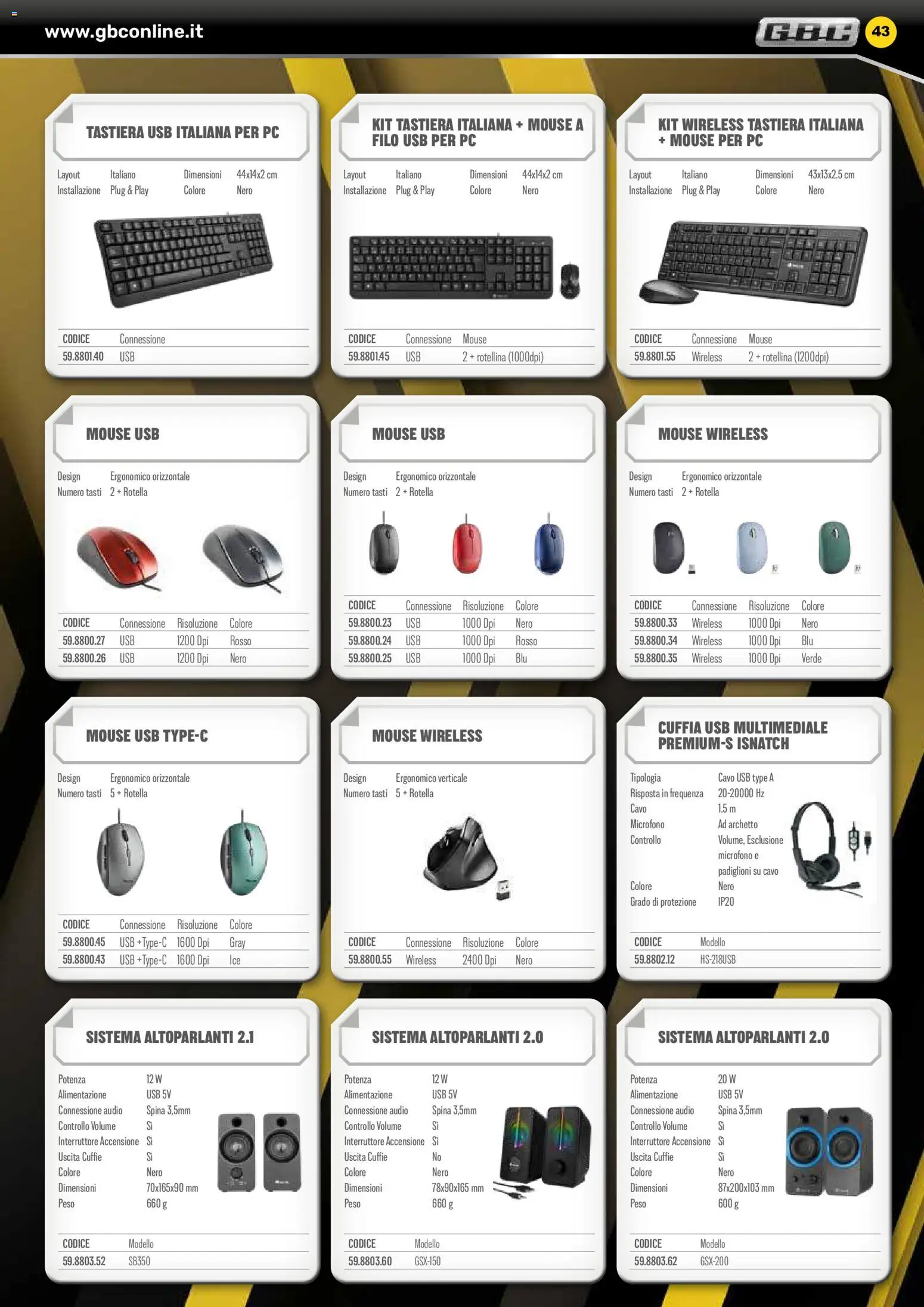 Volantino GBC del 06.02.2026 | Pagina: 43 | Prodotti: Tastiera, Cuffie, Cavo, USB