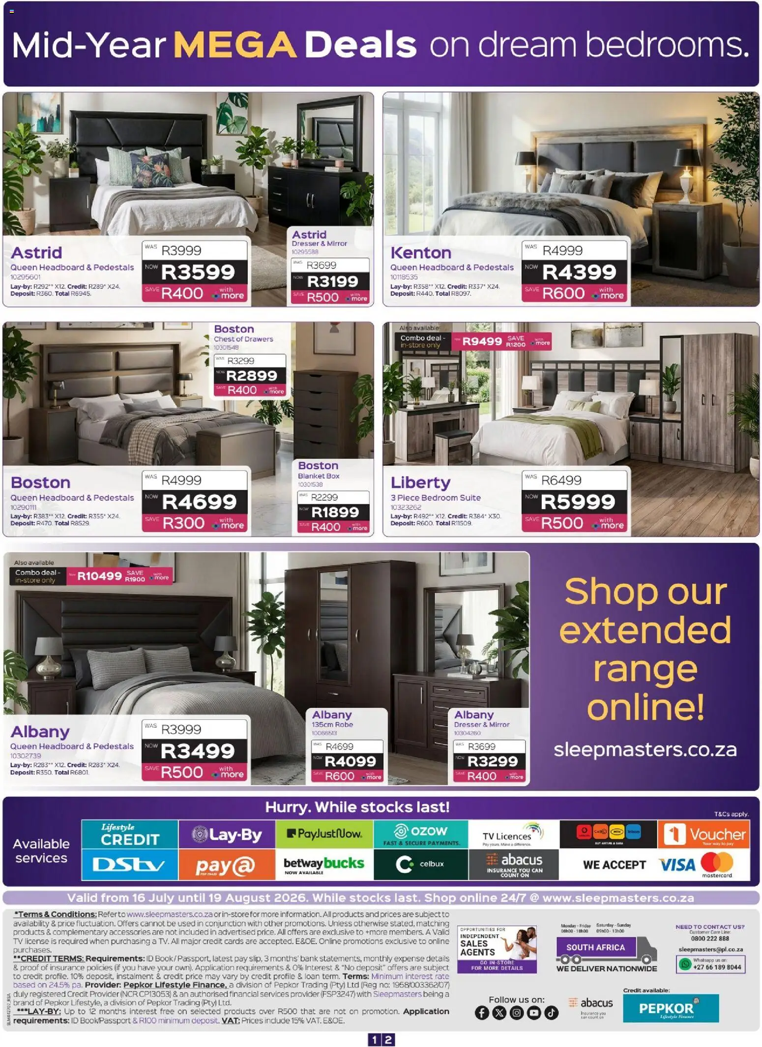 New Sleepmasters catalogue – valid from 16/07/2026 | Page: 12 | Products: Headboard, Blanket box, TV, Mirror