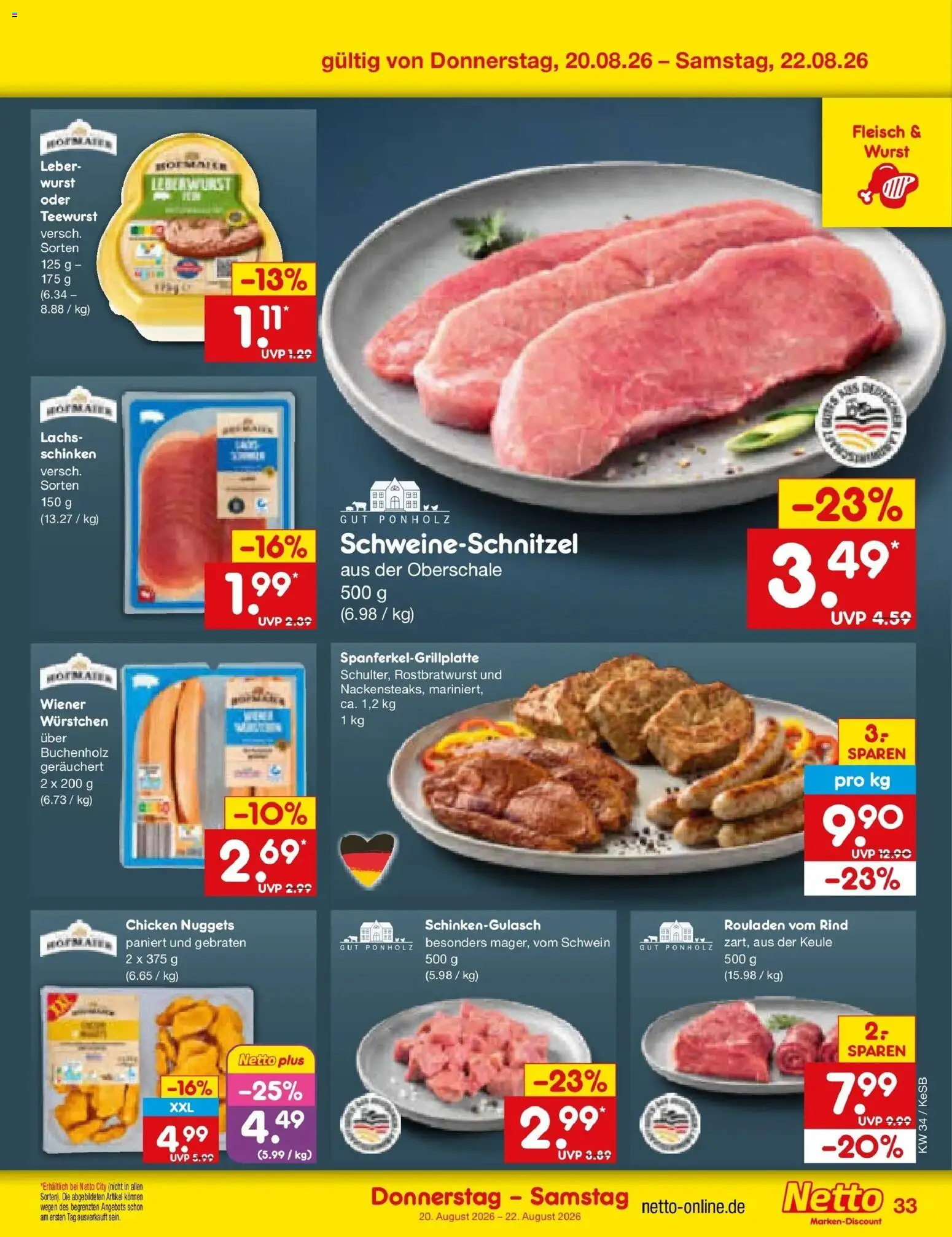 Netto Marken-Discount Prospekt Bonn – gültig ab 17.08.2026 | Seite: 51 | Produkte: Lachs, Wurst, Schinken, Fleisch