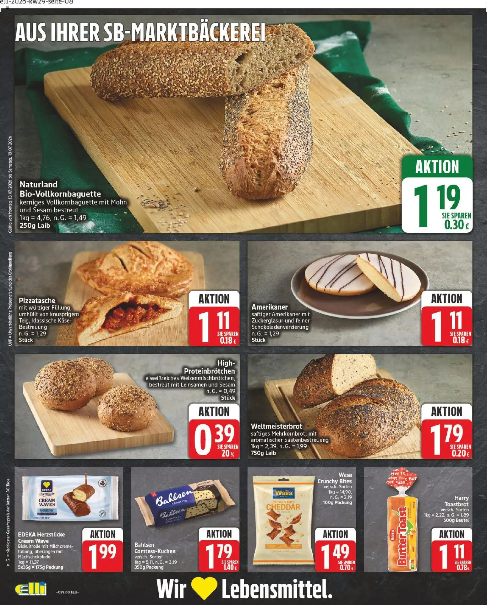 Elli Markt Prospekt – gültig ab 13.07.2026 | Seite: 8 | Produkte: Butter, Käse, Toast, Toastbrot