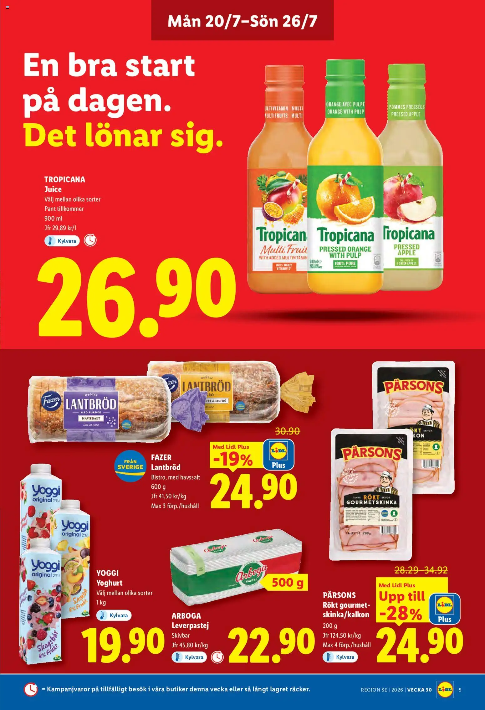 Lidl reklamblad aktuell från 20/07/2026 | Sida: 5 | Produkter: Frukt, Skogsbär, Leverpastej, Juice