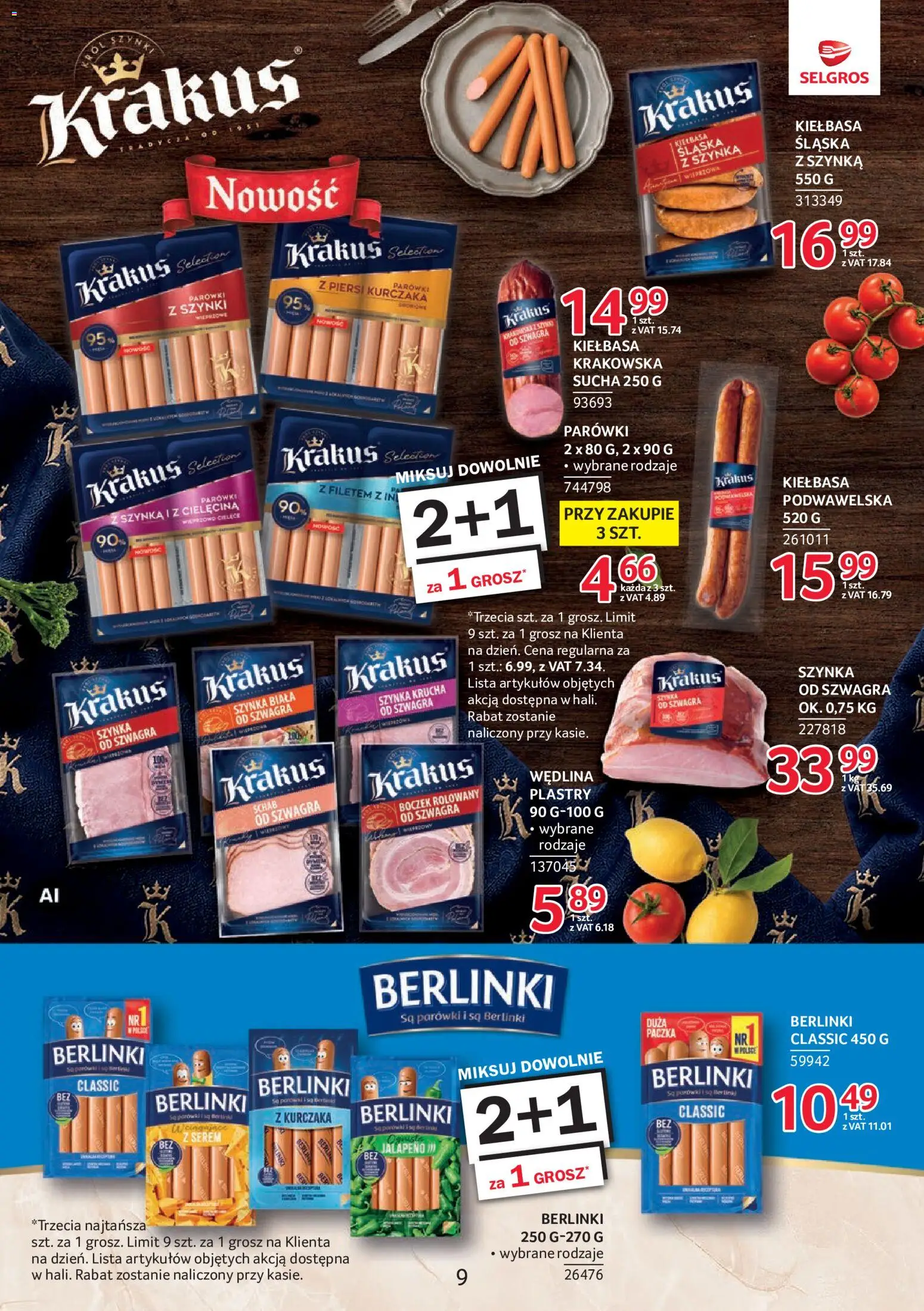 Selgros cash&carry gazetka - Markowe Produkty od 22.10.2026 | Strona: 9 | Produkty: Schab, Piersi, Kiełbasa śląska, Boczek