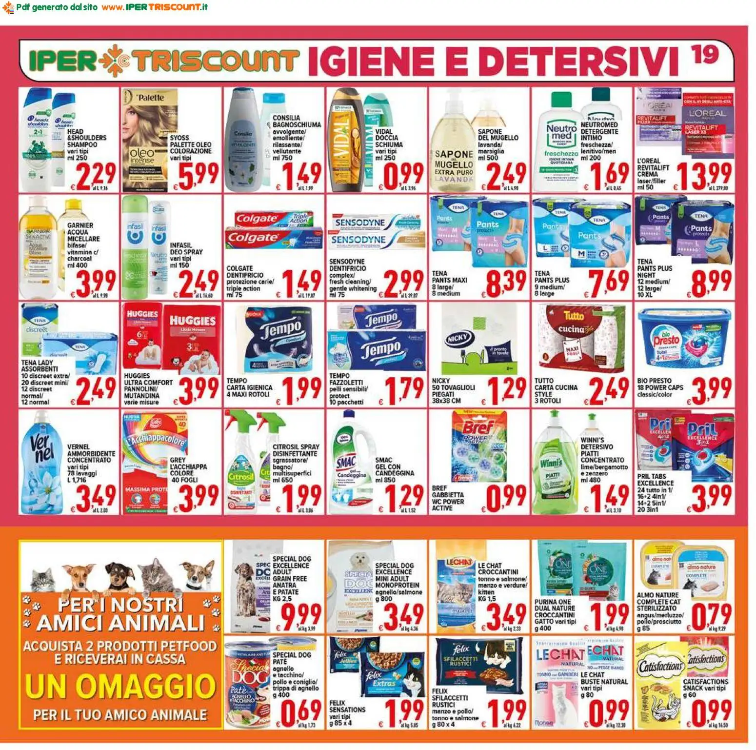 Volantino Ipertriscount del 23/10/2026 | Pagina: 19 | Prodotti: Shampoo, Bagnoschiuma, Candeggina, Fazzoletti