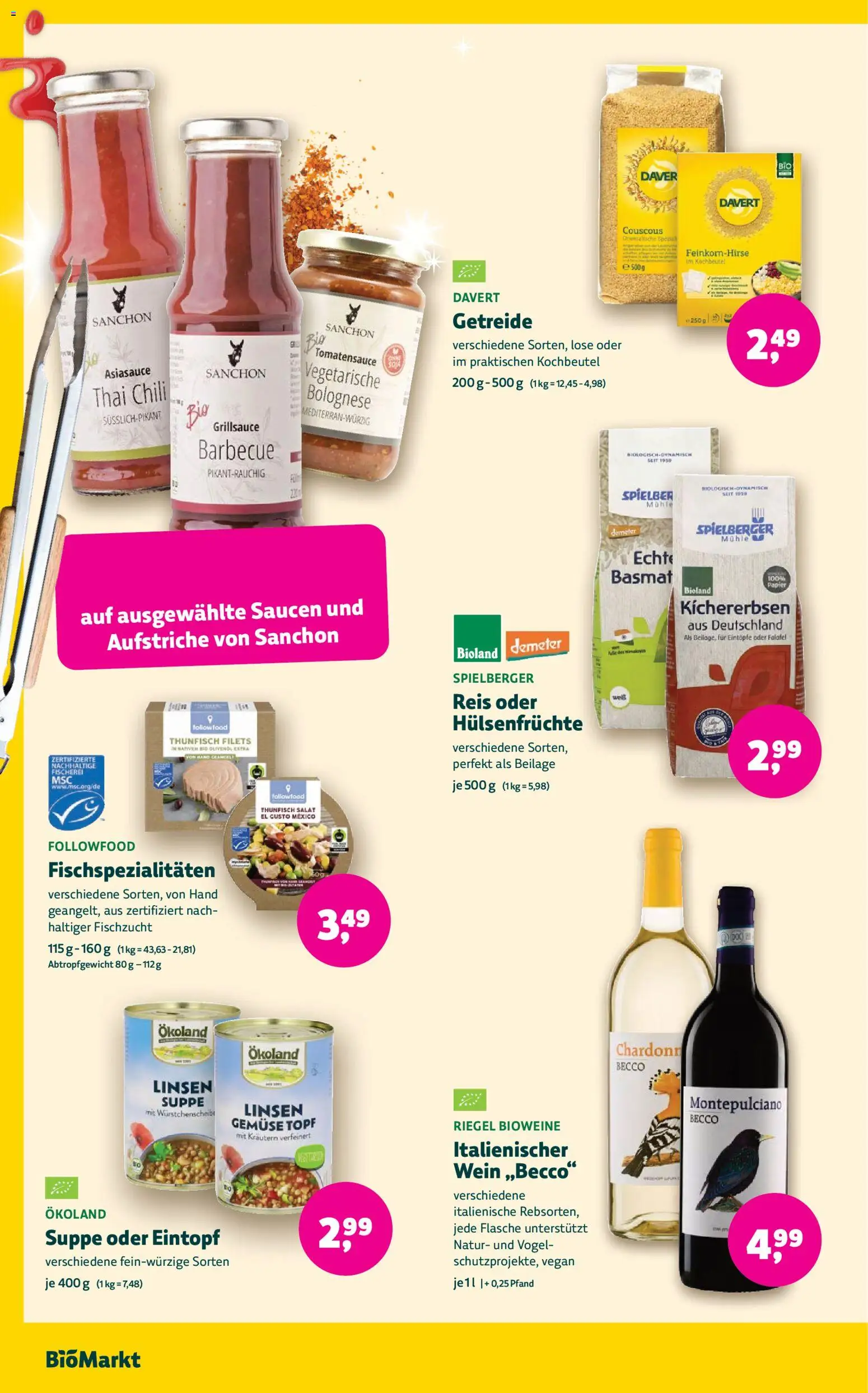 BioMarkt Prospekt – gültig ab 03.06.2026 | Seite: 14 | Produkte: Thunfisch, Olivenol, Gemüse, Wein