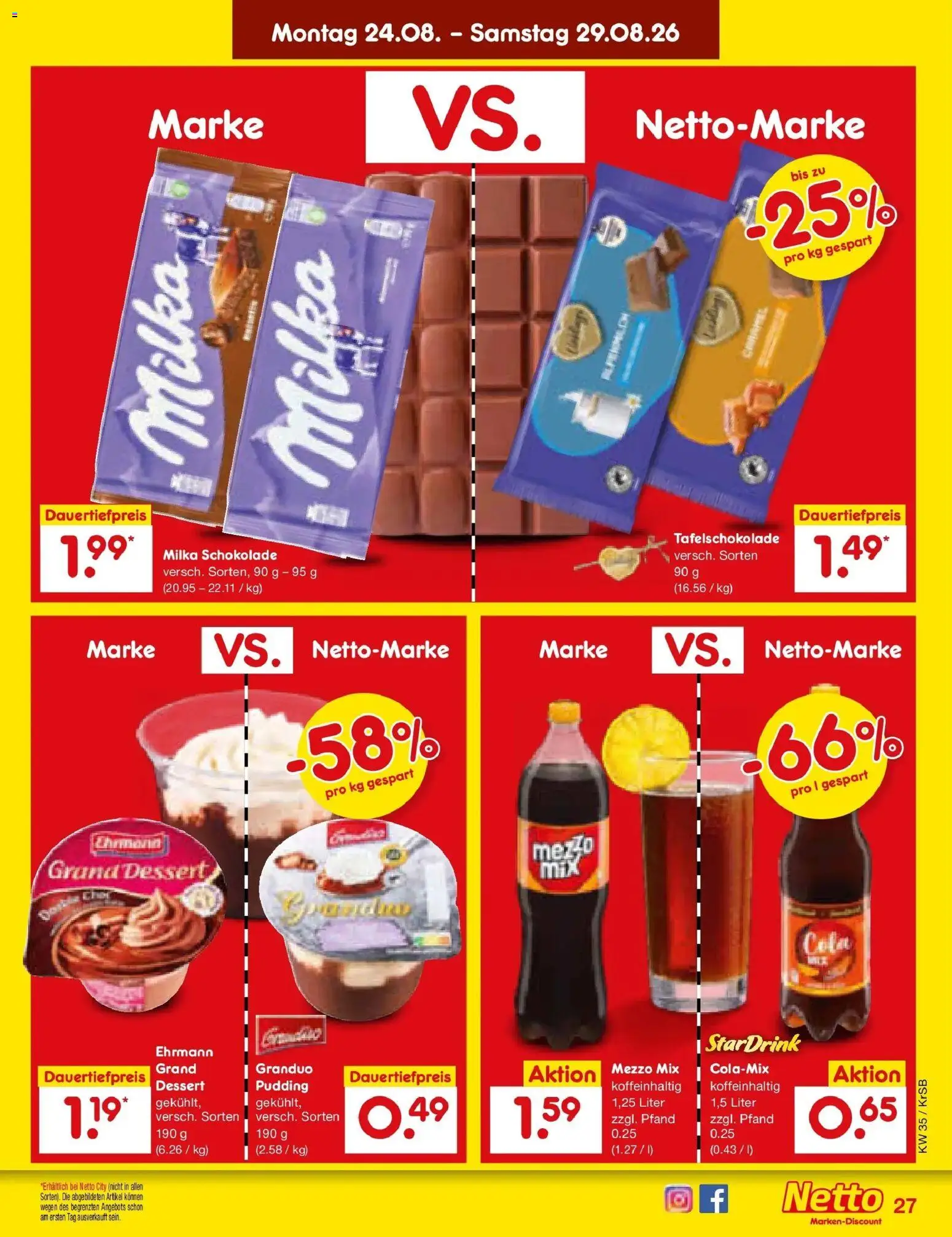 Netto Marken-Discount Prospekt Baesweiler – gültig ab 24.08.2026 | Seite: 39 | Produkte: Mezzo mix, Schokolade, Milka schokolade, Milka