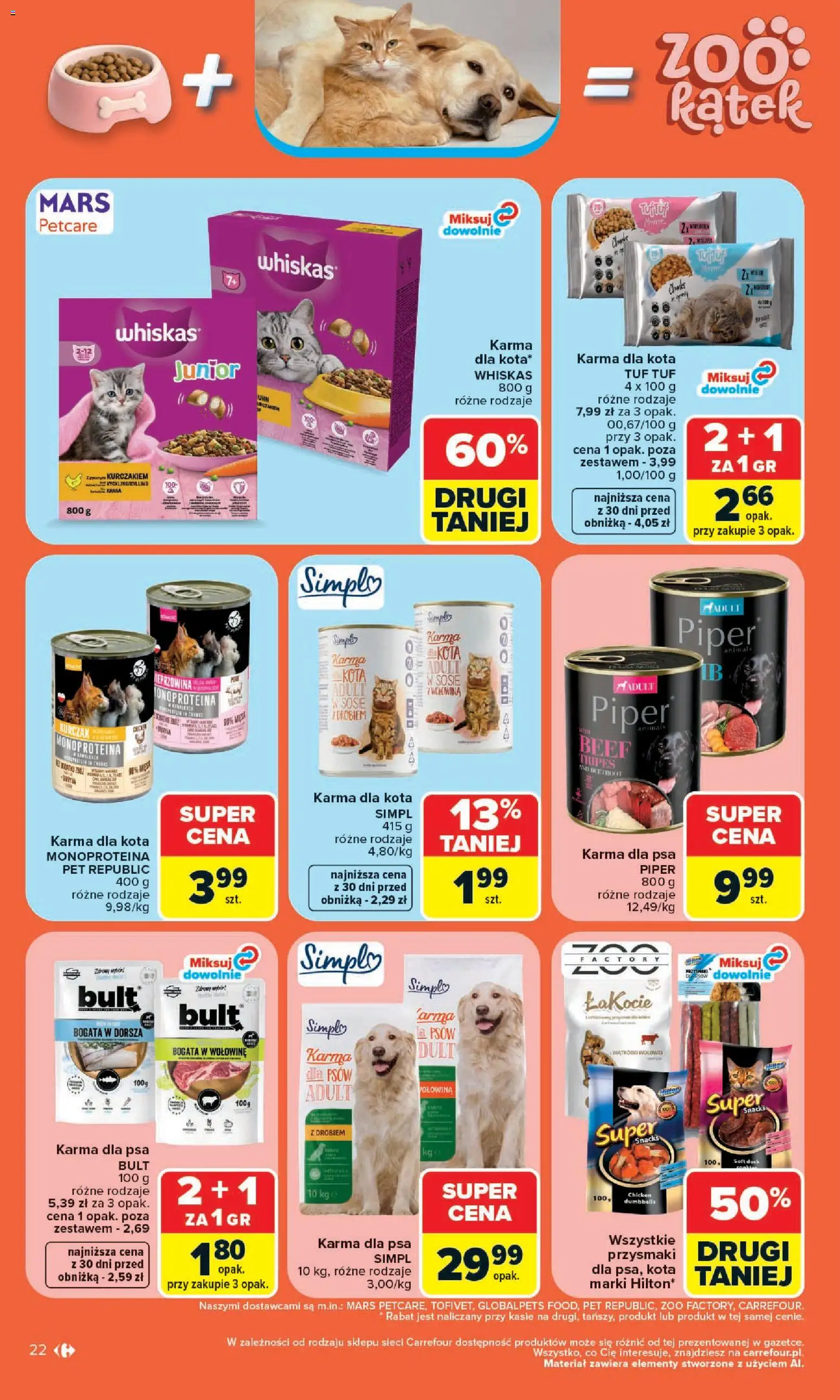 Carrefour gazetka od 20.07.2026 | Strona: 24 | Produkty: Kurczak, Karma dla kota, Karma dla psa, Wołowina