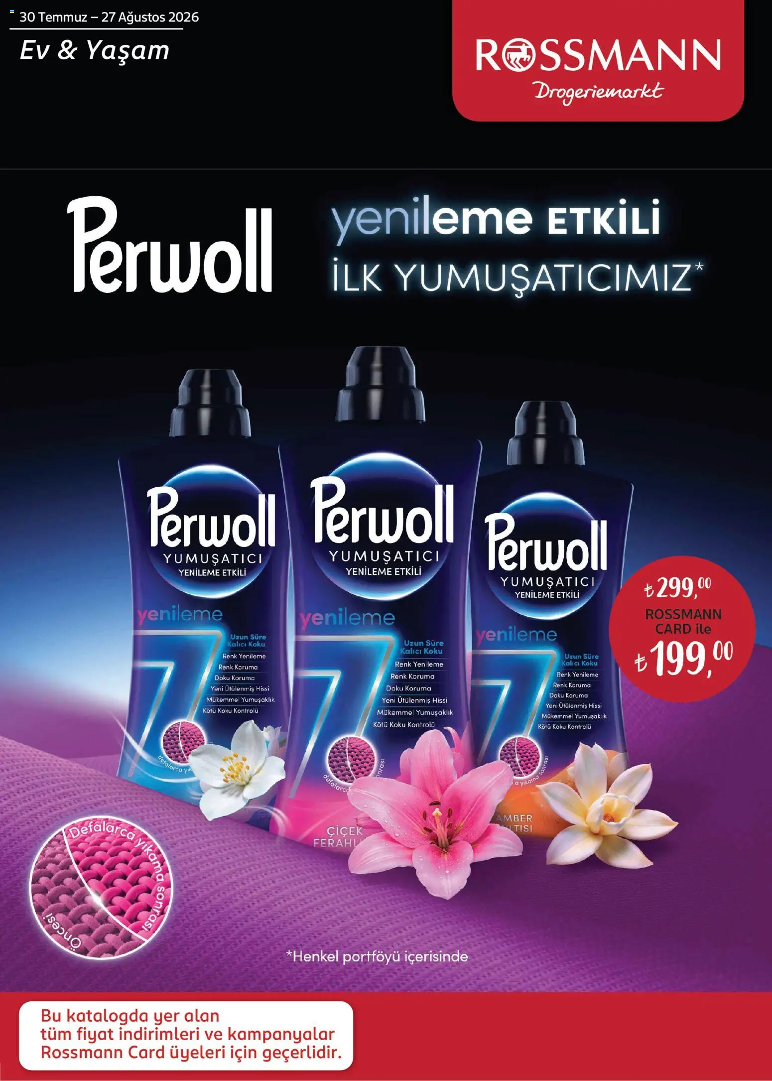 Rossmann - Ağustos Ev & Yaşam Kataloğu - 30 Temmuz 2026 tarihinden itibaren geçerlidir | Sayfa: 1 | Ürünler: Yumuşatıcı, Koku