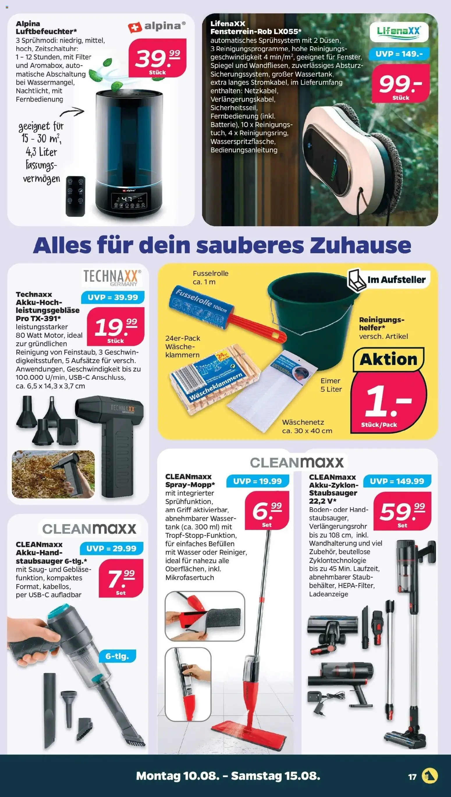 Netto - Netto APS : Wochenangebote ab 10.08.2026 → Angebote nächste Woche | Seite: 19 | Produkte: Staubsauger, Spiegel, Wasser