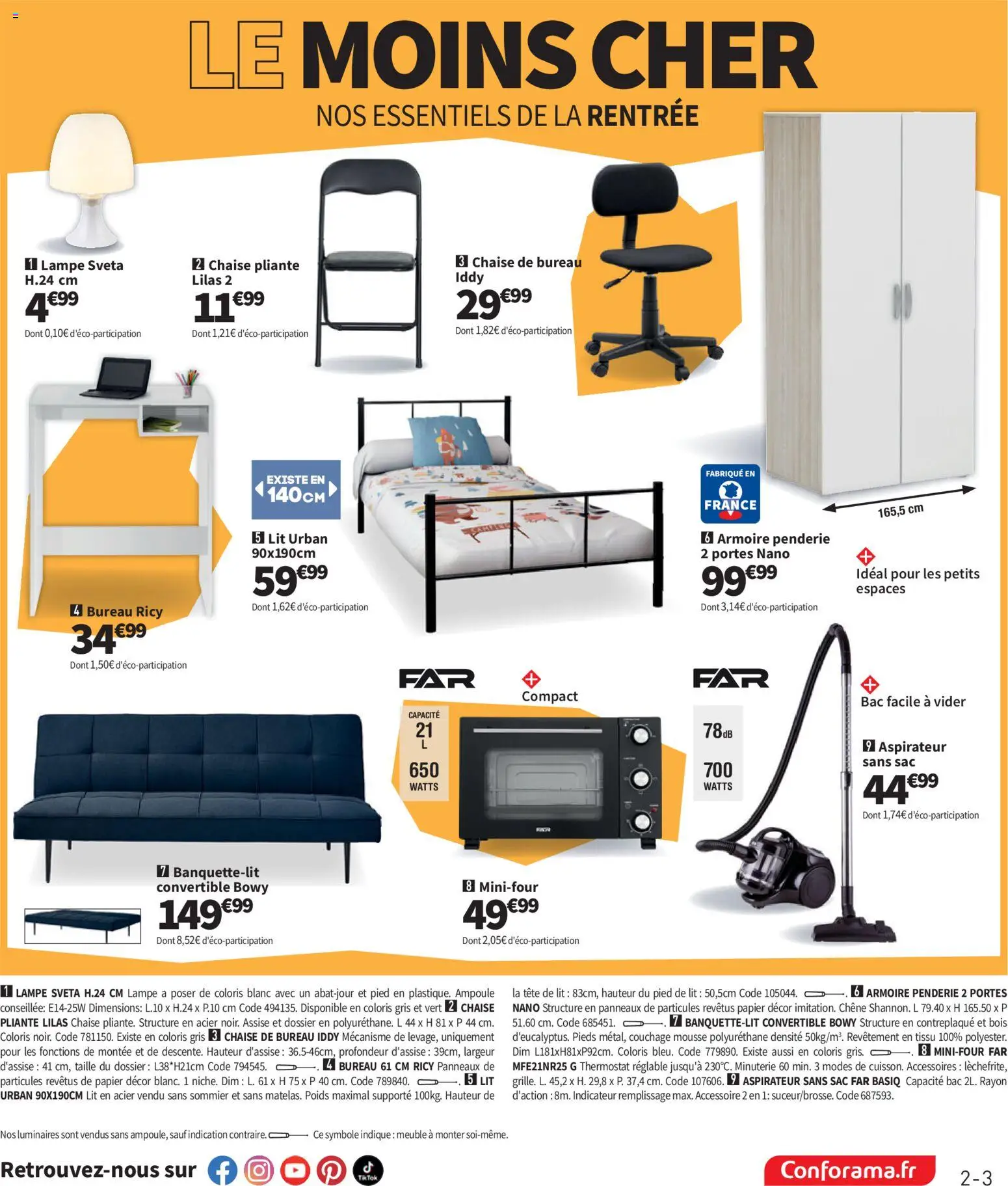 {H1} | Page: 3 | Produits: Meuble, Aspirateur sans sac, Sommier, Lampe