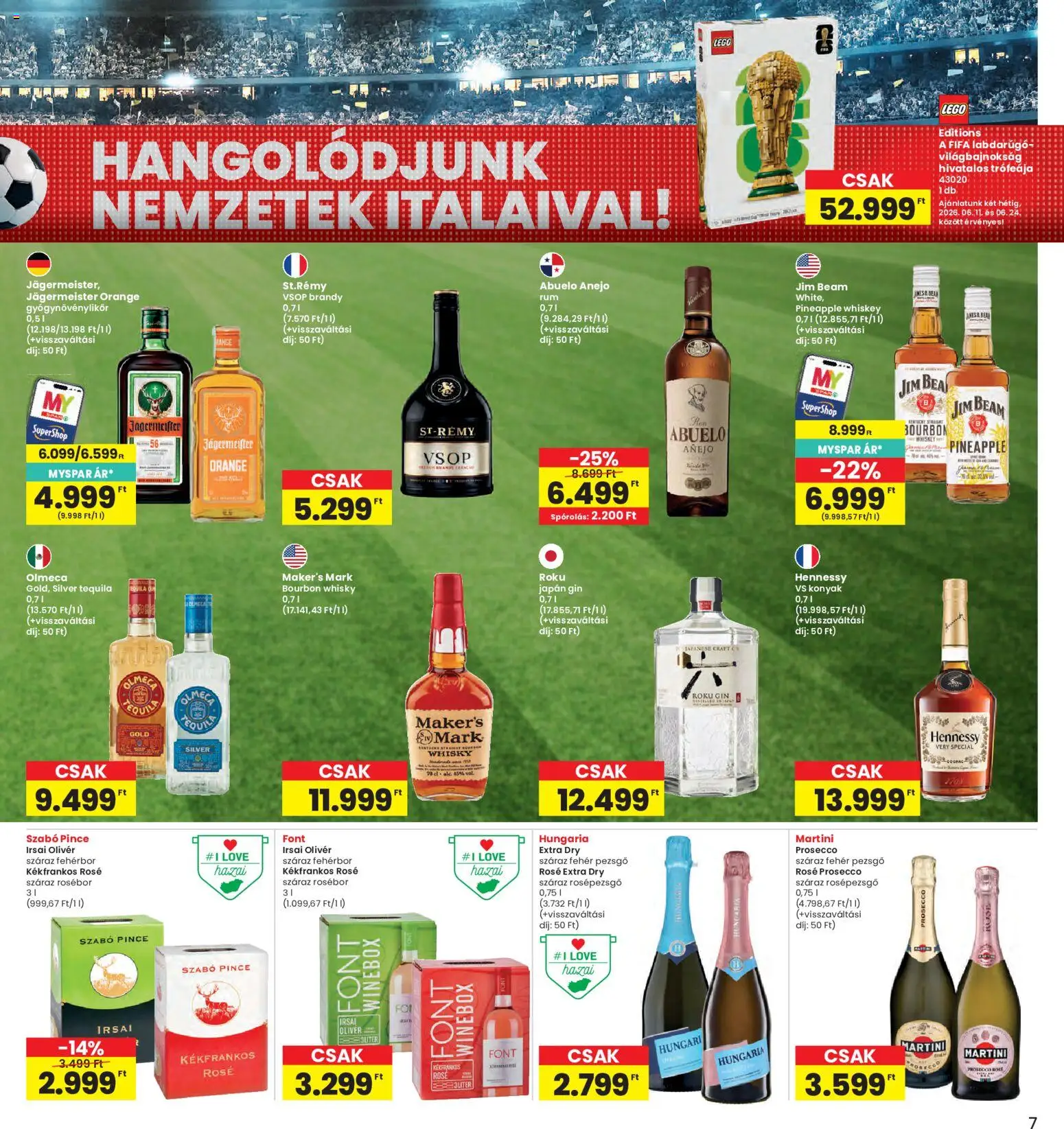 Interspar akciós ujság - amely érvényes a következő dátumtól: 11.06.2026 | Oldal: 7 | Termékek: Jägermeister, Pezsgő, Brandy, Bourbon whisky
