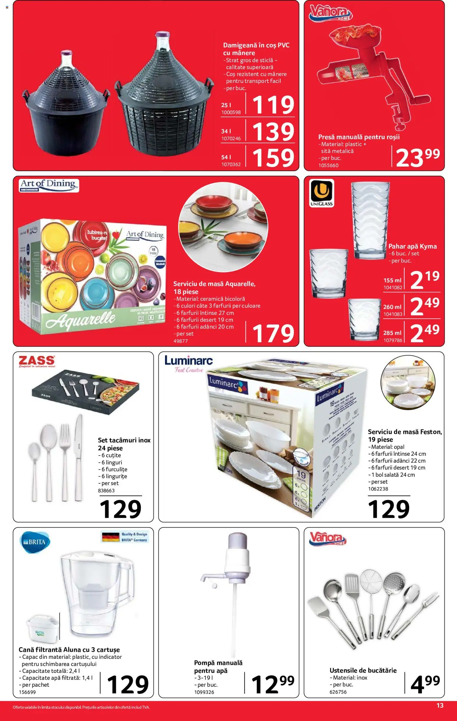 Noul catalog Selgros – valabil de la 24.07.2026 | Pagină: 13 | Produse: Bol, Sită, Coș, Masă