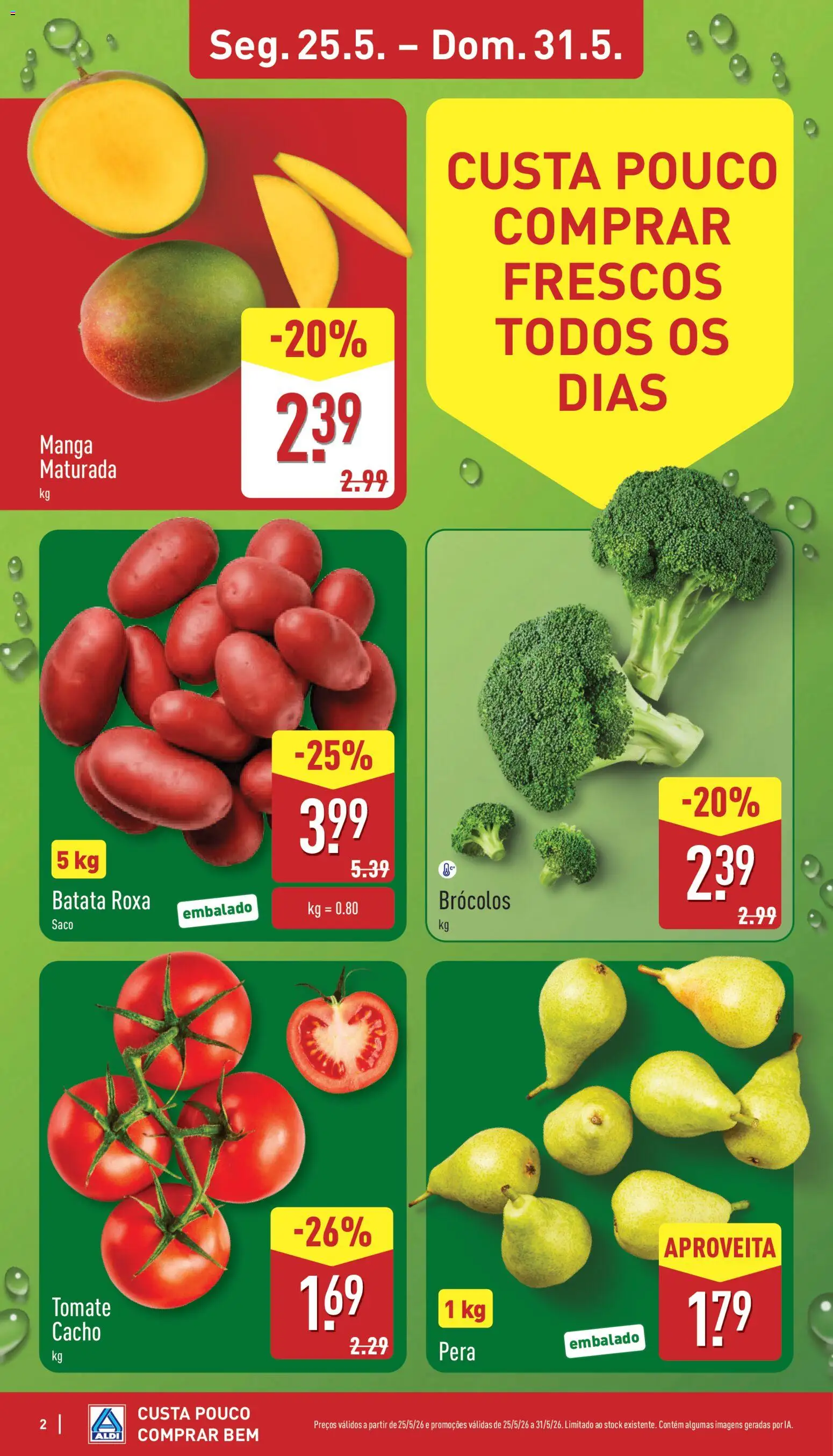 Aldi folheto │ válido de 25.05.2026 | Página: 2 | Produtos: Brócolos, Batata, Tomate