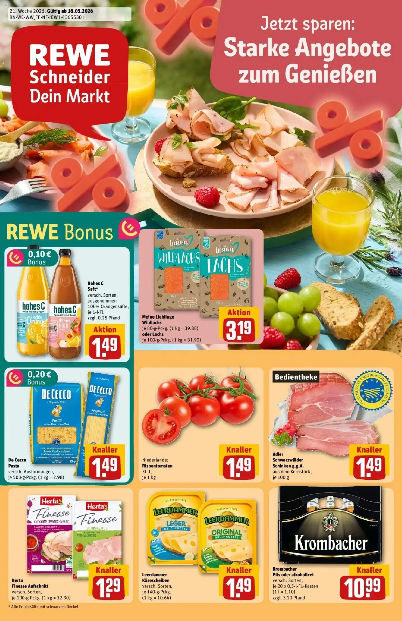 Rewe Prospekt Netphen / Dreis Tiefenbach – gültig ab 17.05.2026 | Seite: 1 | Produkte: Leerdammer, Krombacher, Schinken, Hahnchenbrust