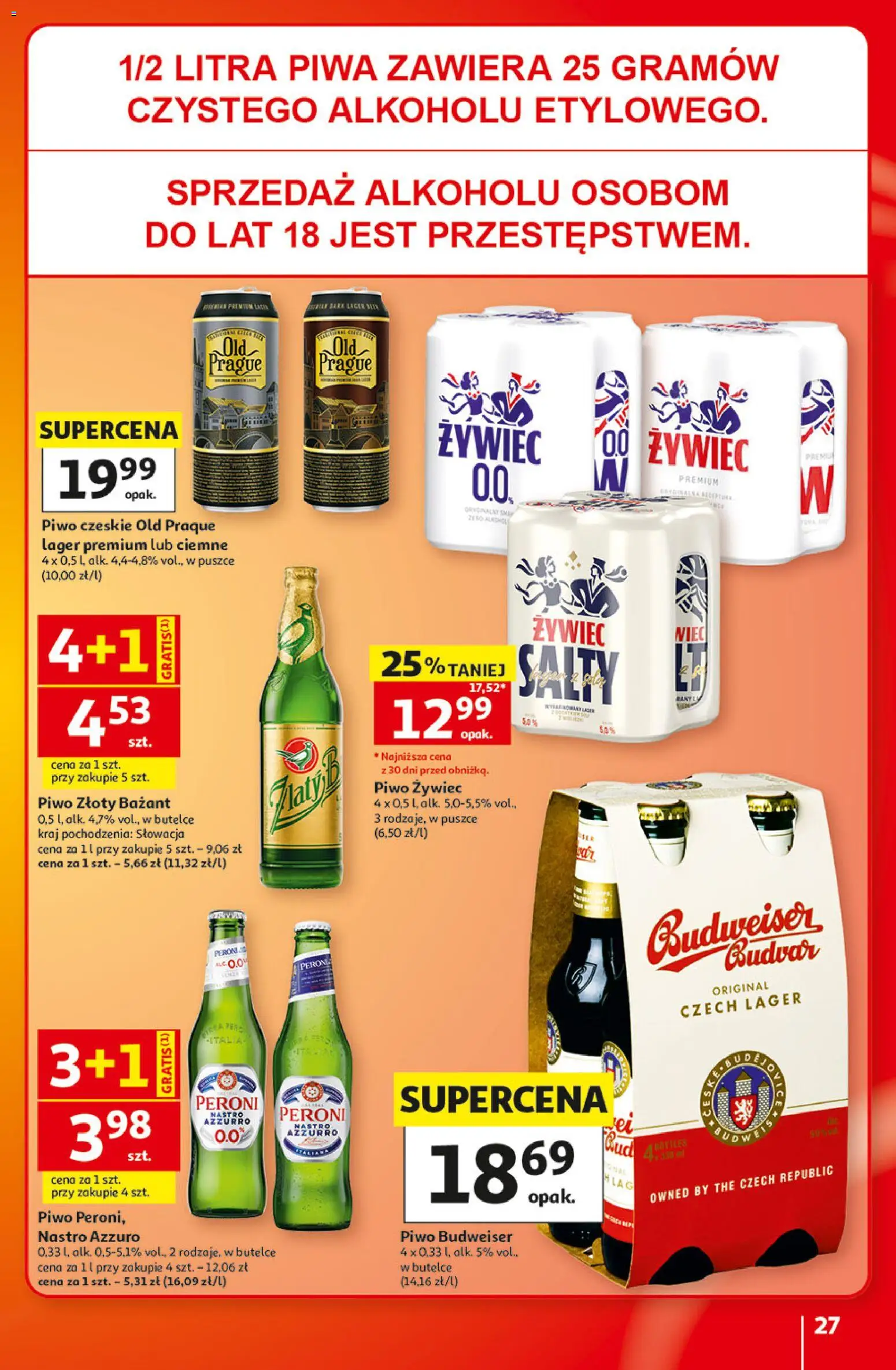 Auchan gazetka - Hipermarket od 01.10.2026 | Strona: 27 | Produkty: Budweiser, Piwo, Alkohol, Piwo czeskie