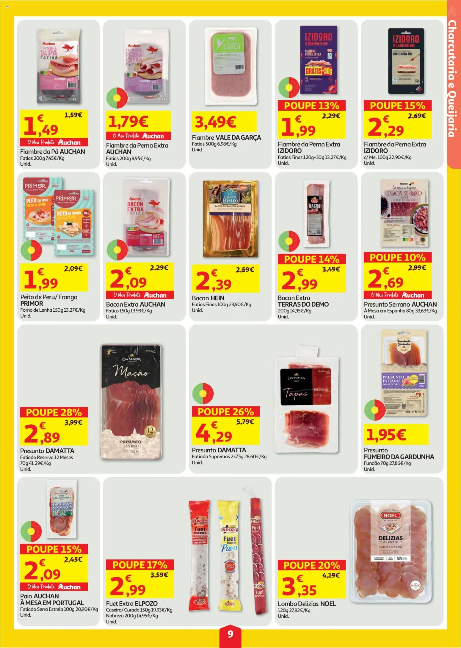 Auchan folheto │ válido de 06/08/2026 | Página: 9 | Produtos: Peito de frango, Mesa, Lombo, Presunto