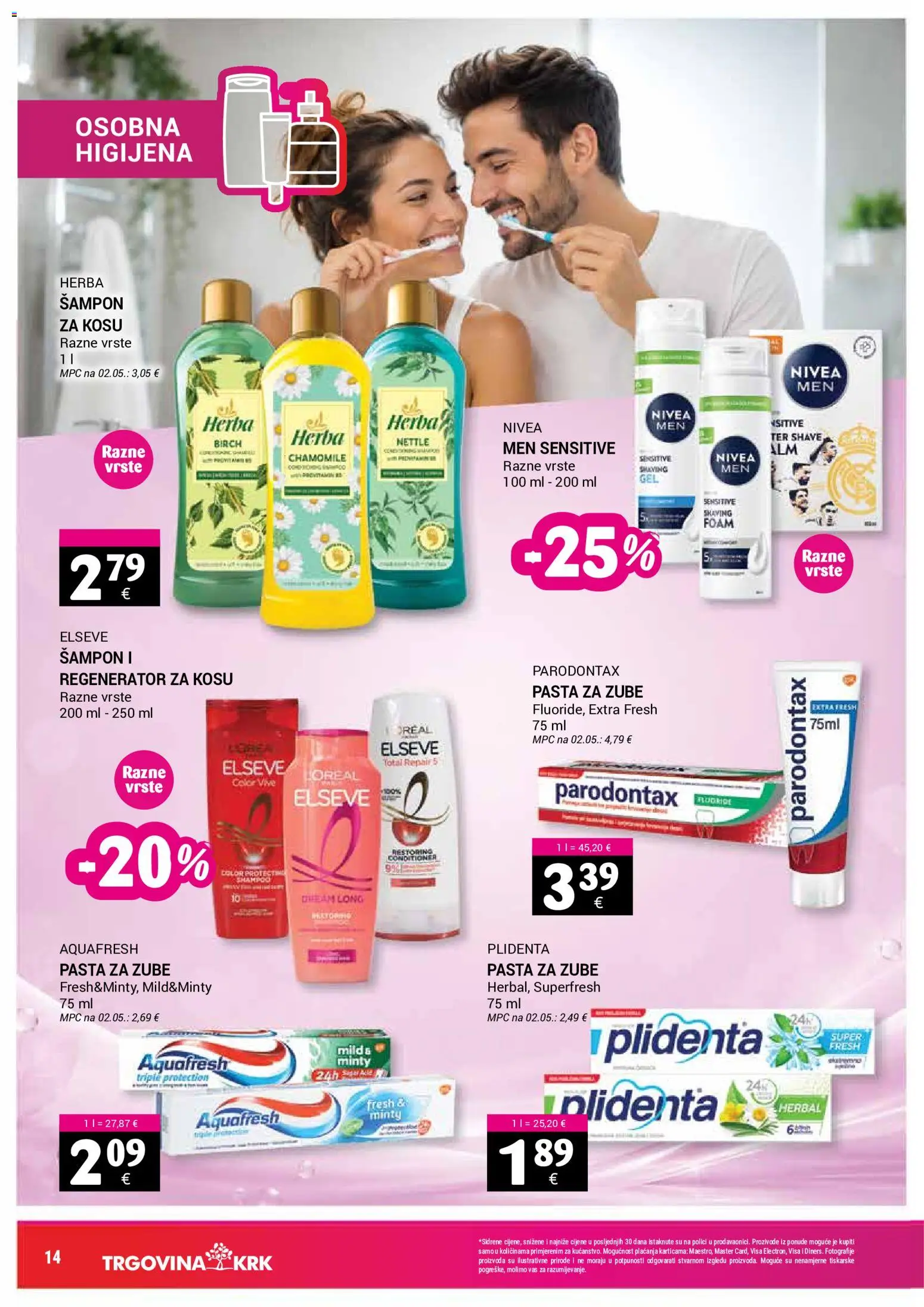 Trgovina Krk katalog | vrijedi od 01.08.2026 | Stranica: 14 | Proizvodi: Regenerator, Regenerator za kosu, Pasta, Nivea