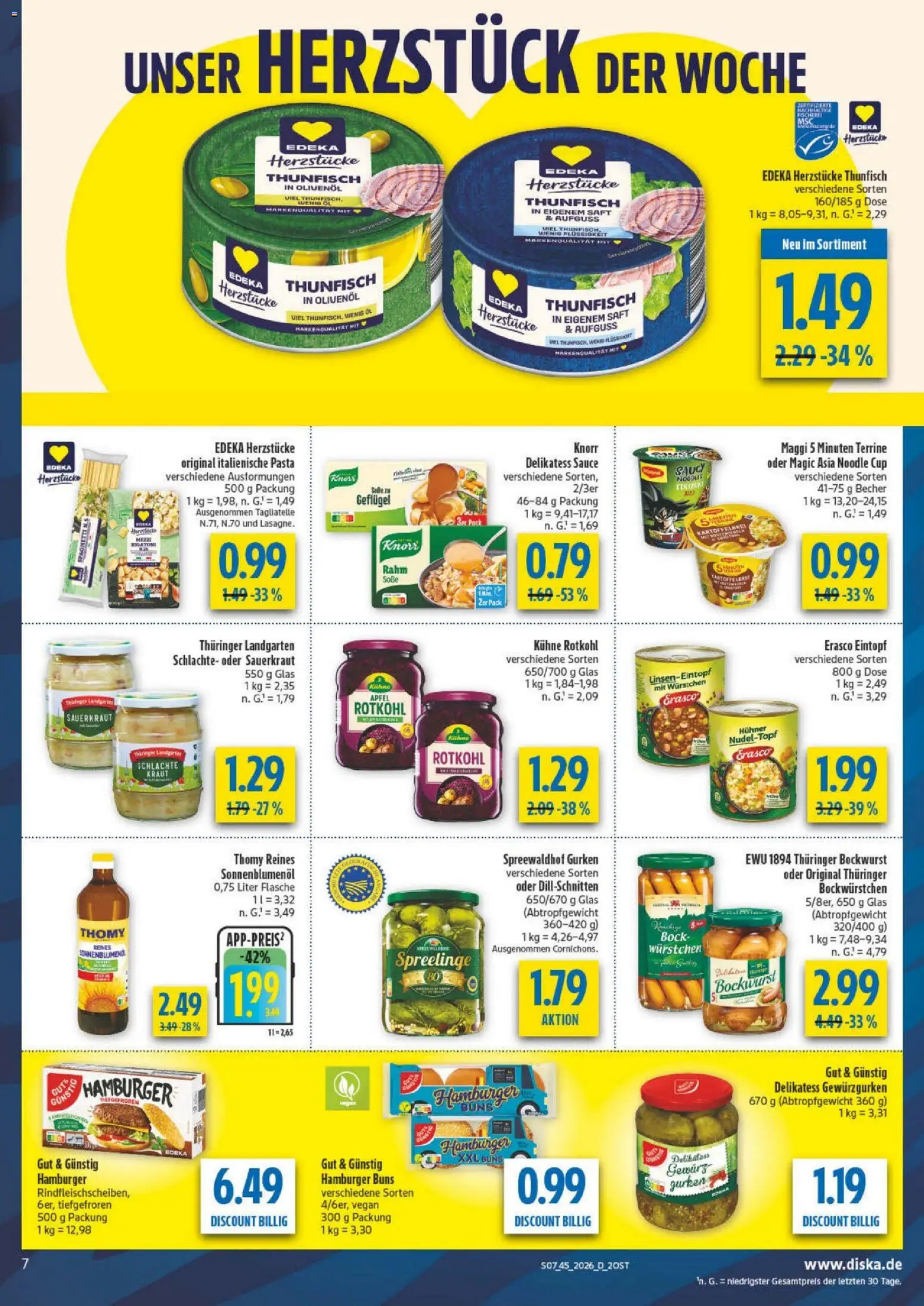 Diska Prospekt – gültig ab 02.11.2026 | Seite: 7 | Produkte: Maggi, Knorr, Pasta, Gurken