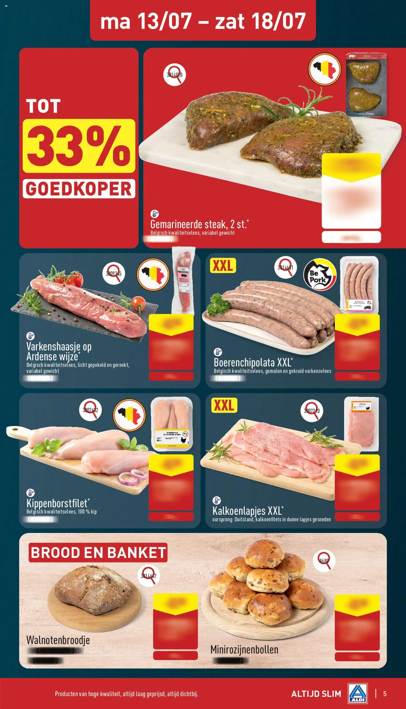 {H1} | Pagina: 5 | Producten: Steak, Varkensvlees, Gewicht, Kip
