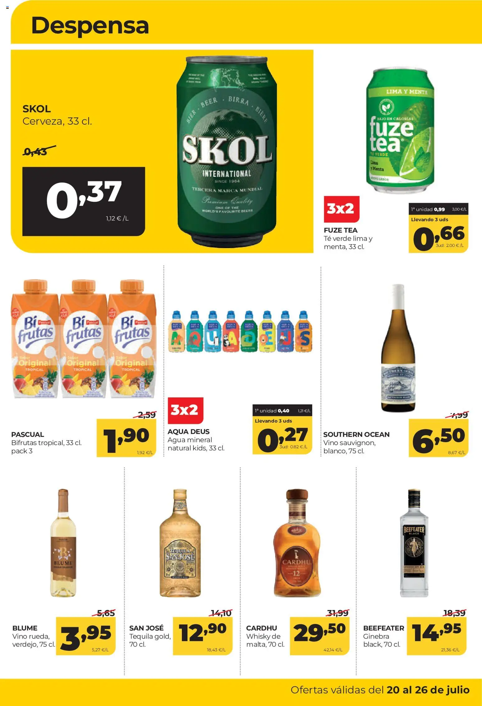 Alimerka folleto │ válido desde el 20/07/2026 | Página: 14 | Productos: Lima, Vino, Té, Agua mineral