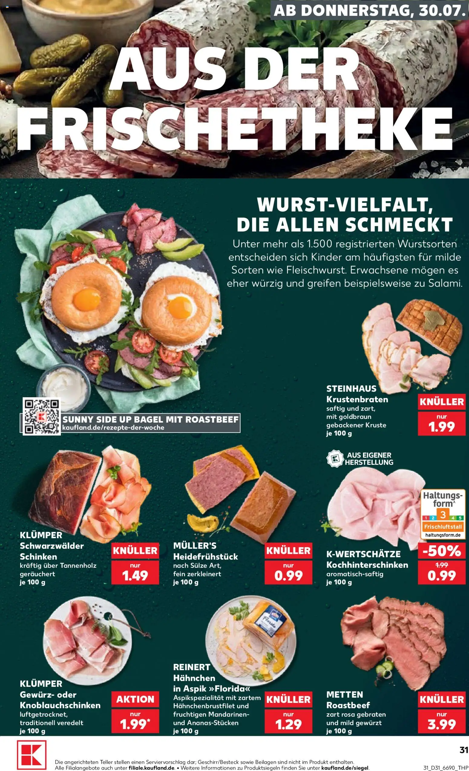 Kaufland Prospekt Kiel – gültig ab 30.07.2026 | Seite: 31 | Produkte: Mandarinen, Krustenbraten, Roastbeef, Schinken