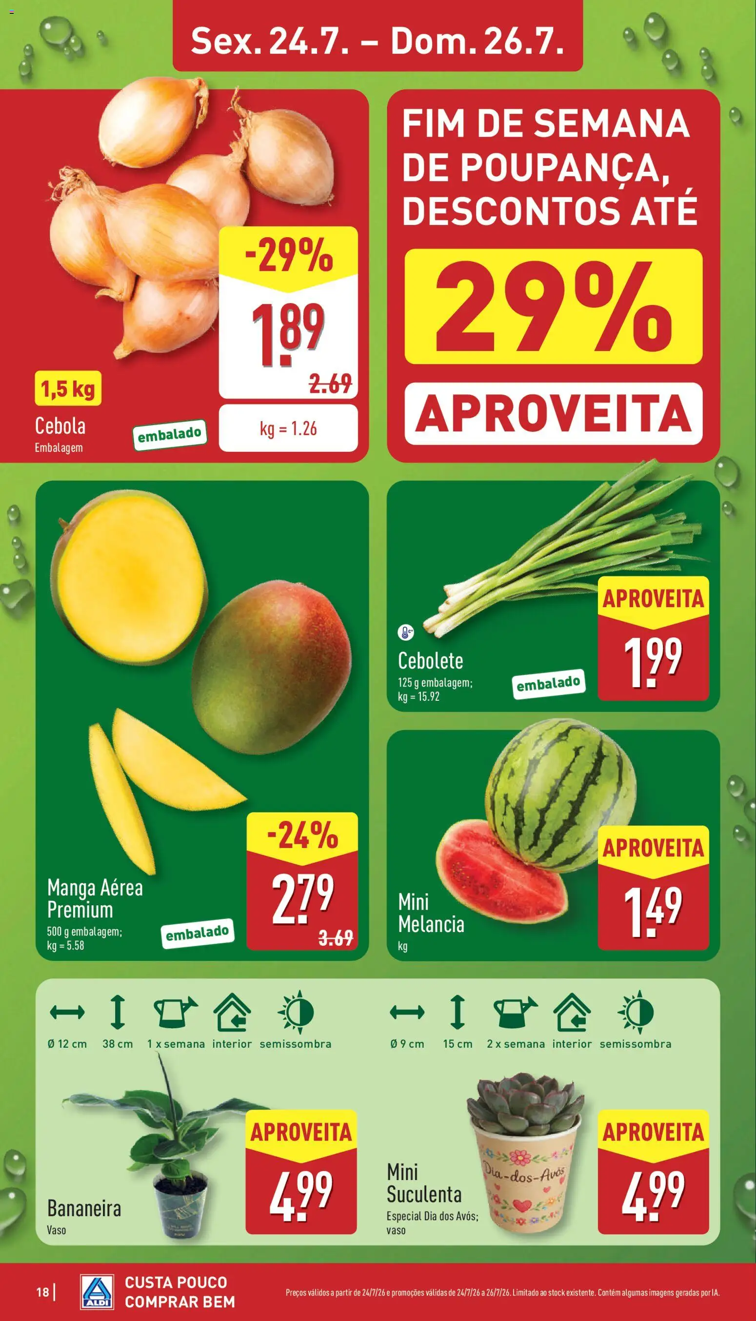 Aldi folheto │ válido de 20/07/2026 | Página: 18 | Produtos: Banana, Manga, Cebola, Melancia