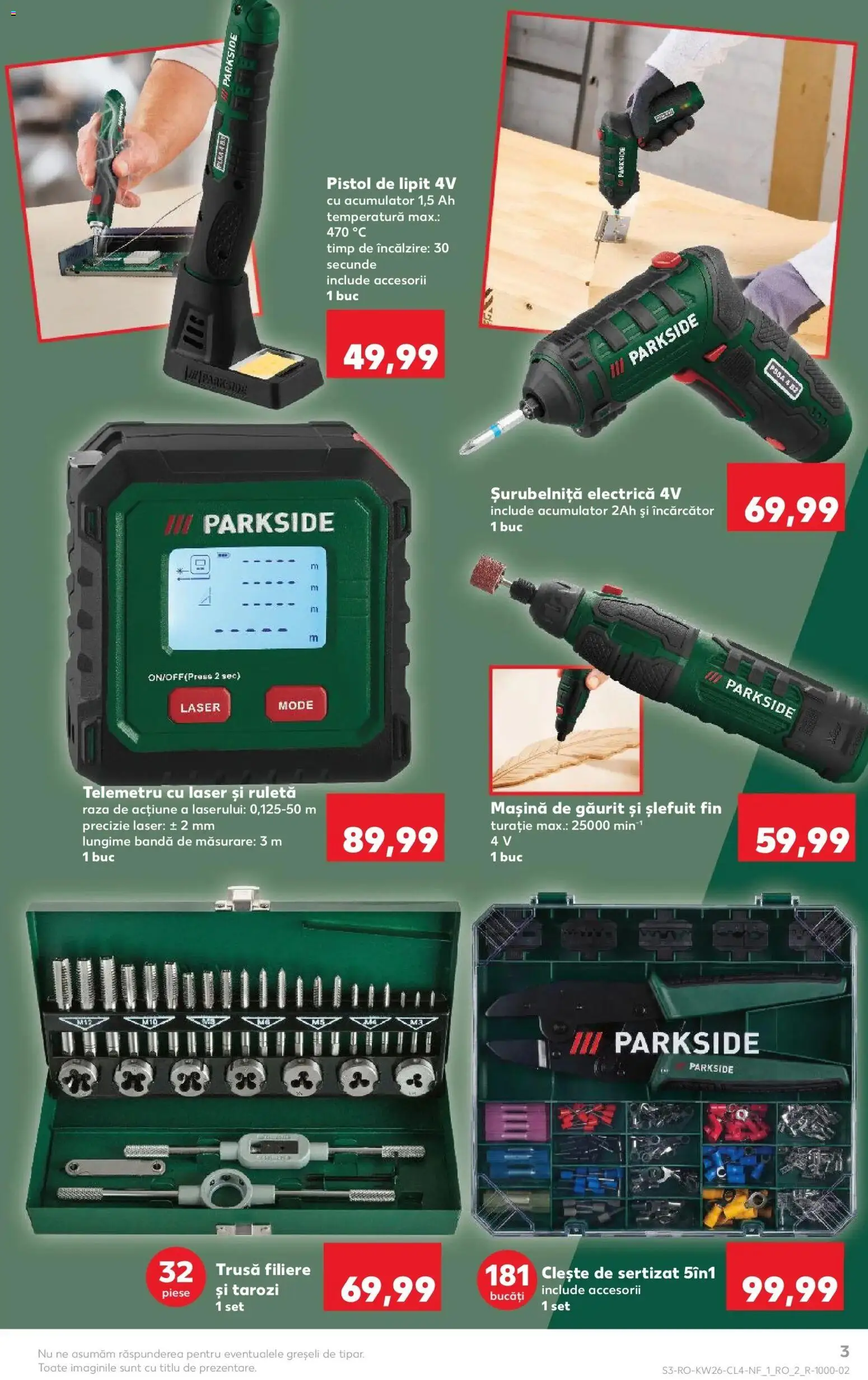 Noul catalog Kaufland – valabil de la 24.06.2026 | Pagină: 3 | Produse: Mașină de găurit, Telemetru, Clește, Makarna sosu