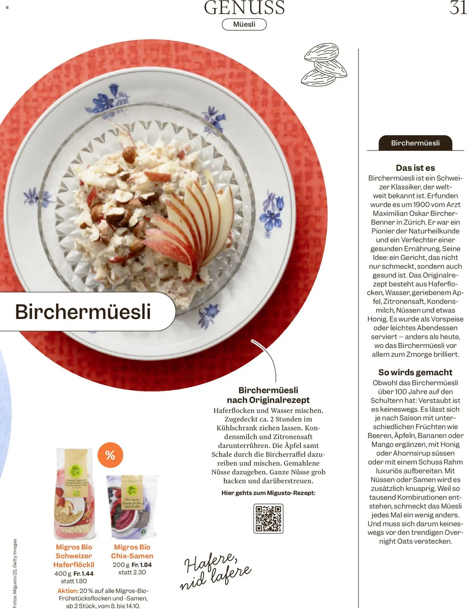 Migros aktionen Magazin – gültig ab 07.10.2026 | Seite: 31 | Produkte: Mango, Nüsse, Wasser, Kühlschrank