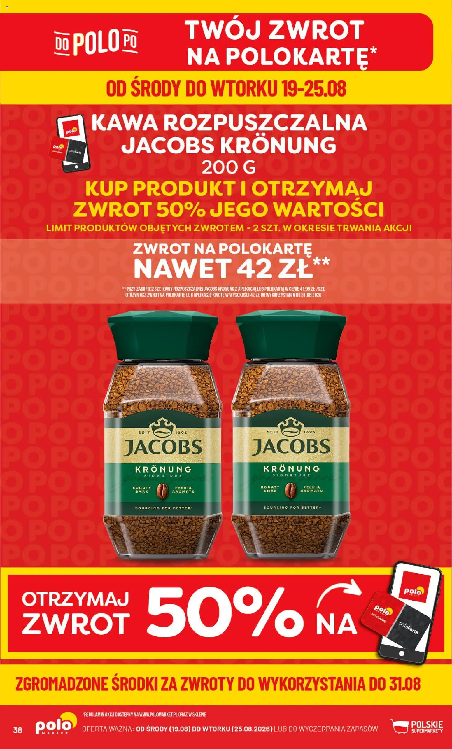 POLOmarket gazetka od 19.08.2026 | Strona: 38 | Produkty: Jacobs, Kawa rozpuszczalna, Kawa