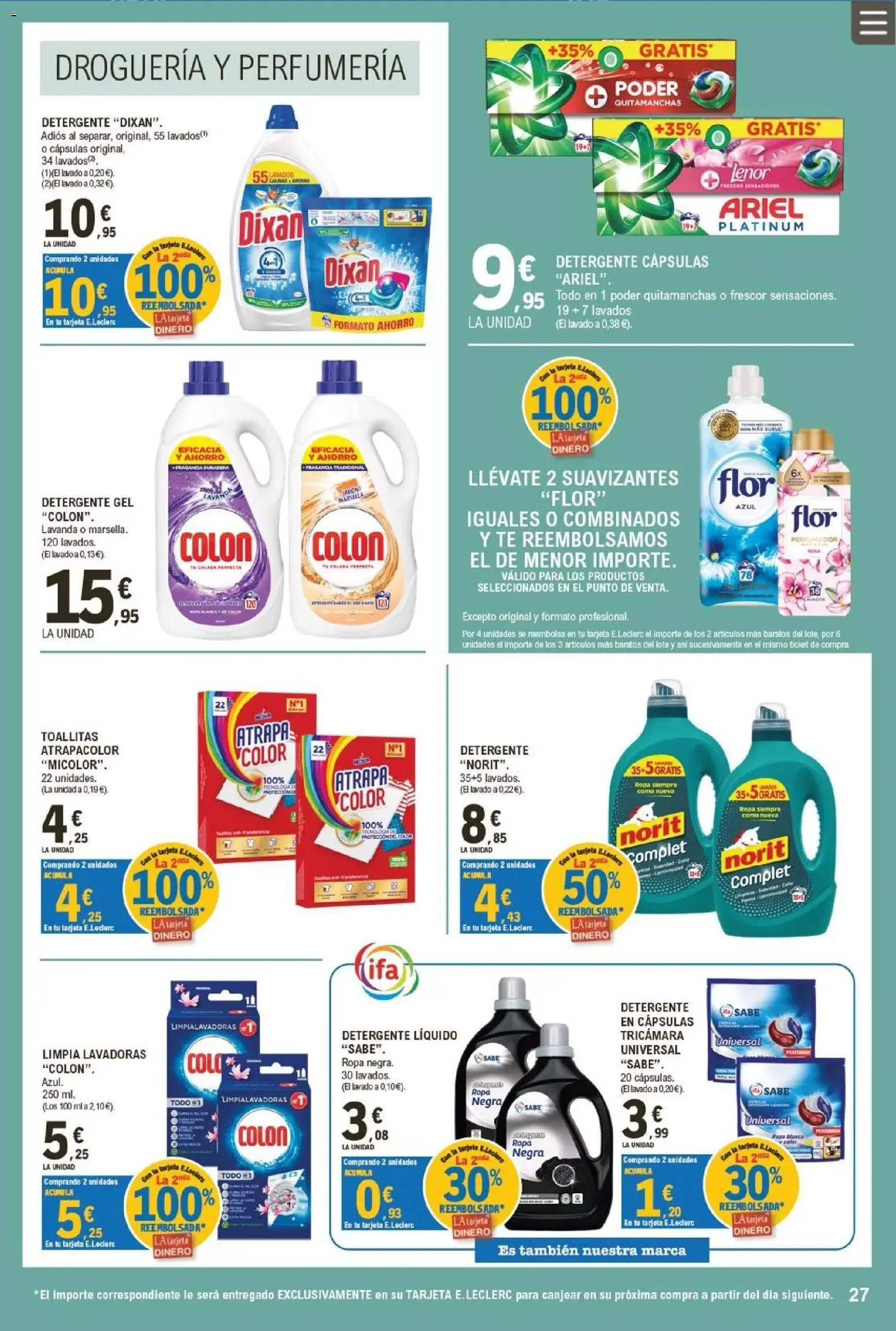 E.Leclerc Pamplona │ válido desde el 12/08/2026 | Página: 27 | Productos: Cápsulas, Detergente, Ropa, Detergente líquido