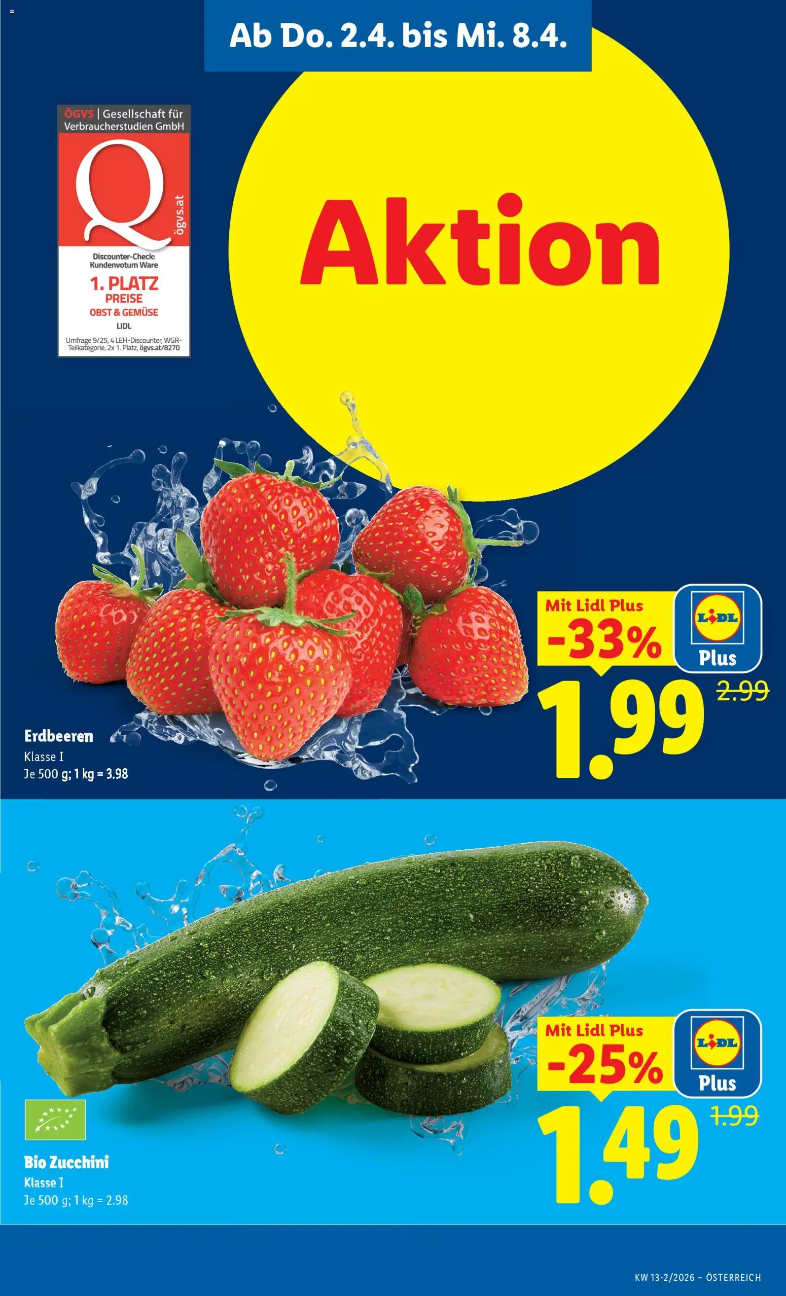 Lidl - Flugblatt gültig ab 02.04.2026 | Seite: 3 | Produkte: Erdbeeren, Gemüse, Obst