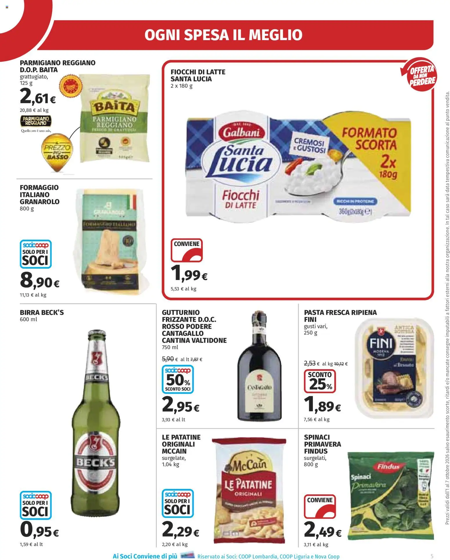 Volantino Ipercoop del 01/10/2026 | Pagina: 5 | Prodotti: Fiocchi di latte, Fiocchi, Latte, Basso