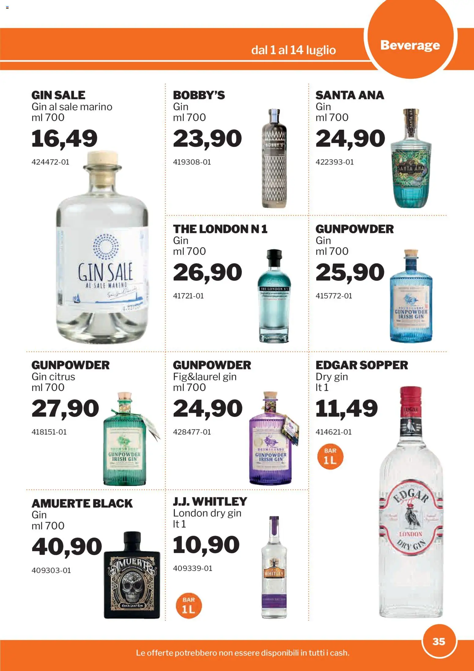 Volantino Sogegross del 01/07/2026 | Pagina: 35 | Prodotti: Gin, Sale, The