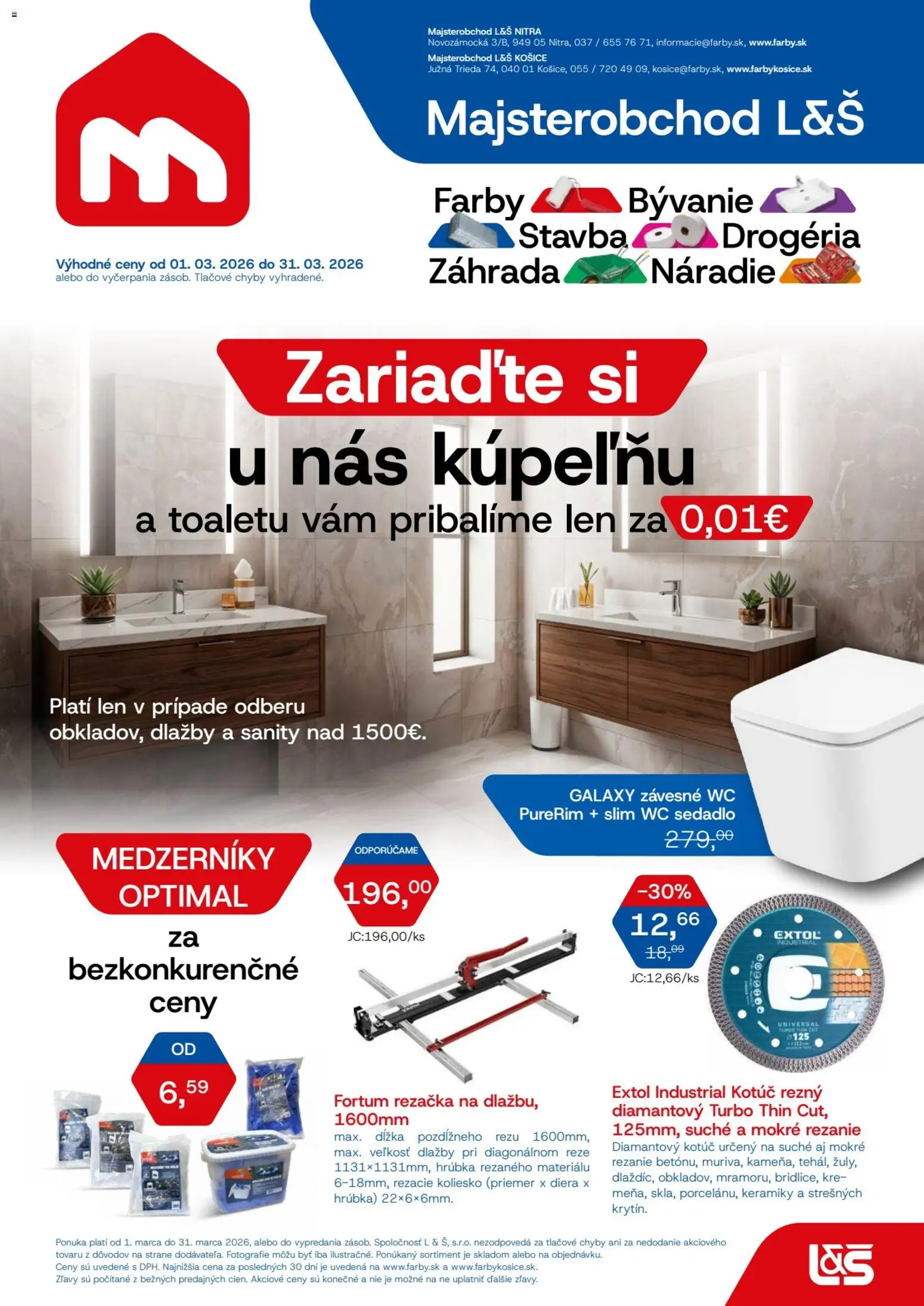 Nové L&Š akcie – leták je platný od 01.03.2026 | Strana: 1 | Produkty: Náradie, Rezačka, Wc