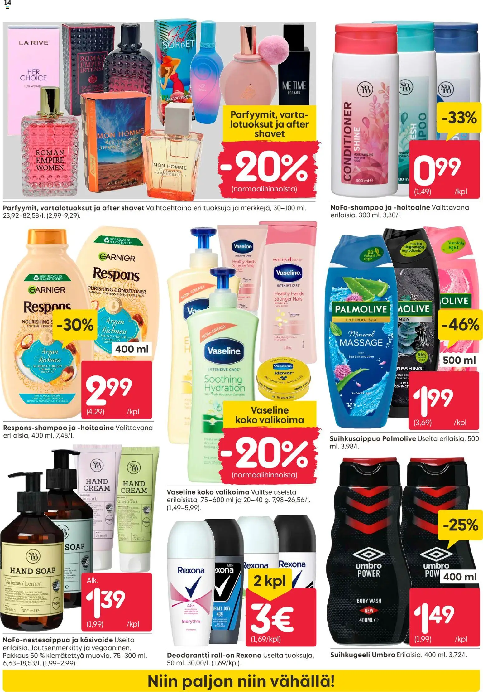 Rusta tarjoukset – voimassa 15.06.2026 alkaen | Sivu: 14 | Tuotteet: Eau de toilette, Hoitoaine, Käsivoide, Deodorantti
