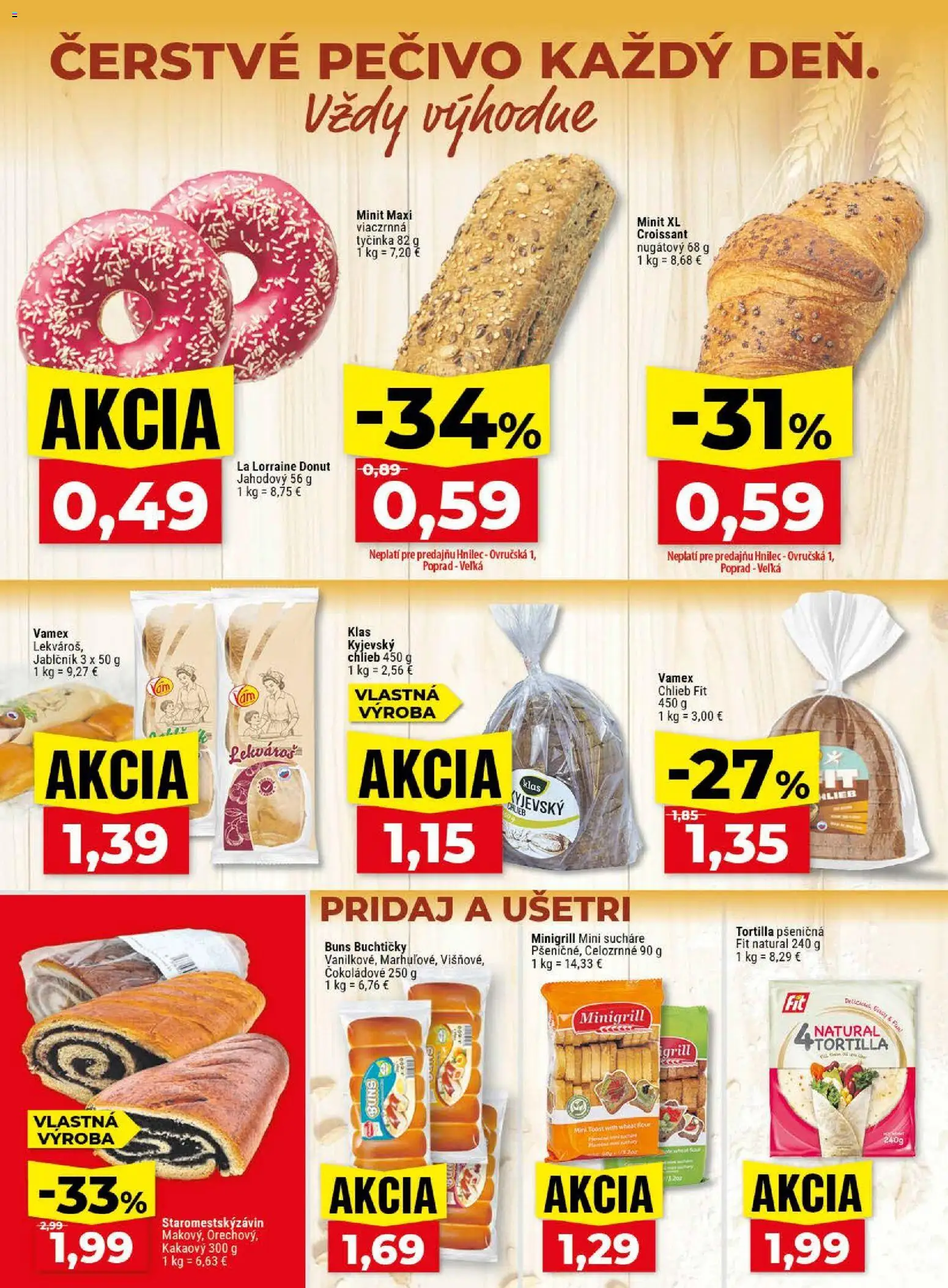 Nové Klas akcie – leták je platný od 13.04.2026 | Strana: 8 | Produkty: Chlieb, Tortilla, Donut, Croissant