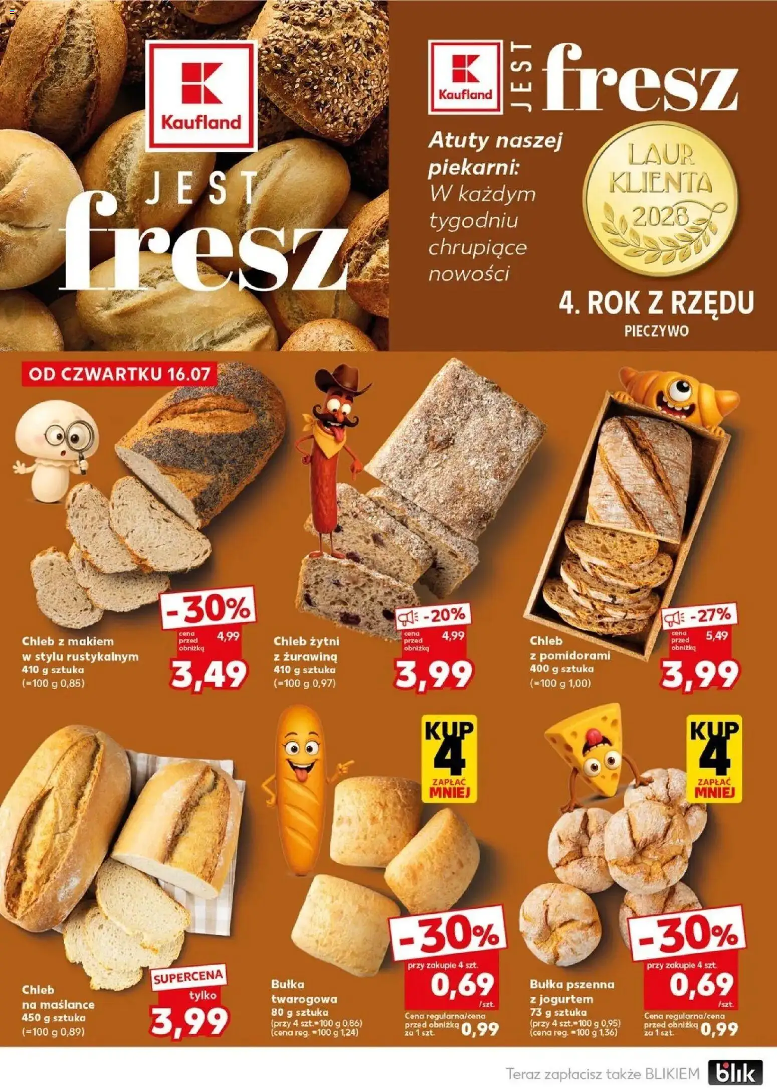 Kaufland gazetka - Mocny start od 20.07.2026 | Strona: 14 | Produkty: Chleb żytni, Chleb na maślance, Żurawina, Bułka