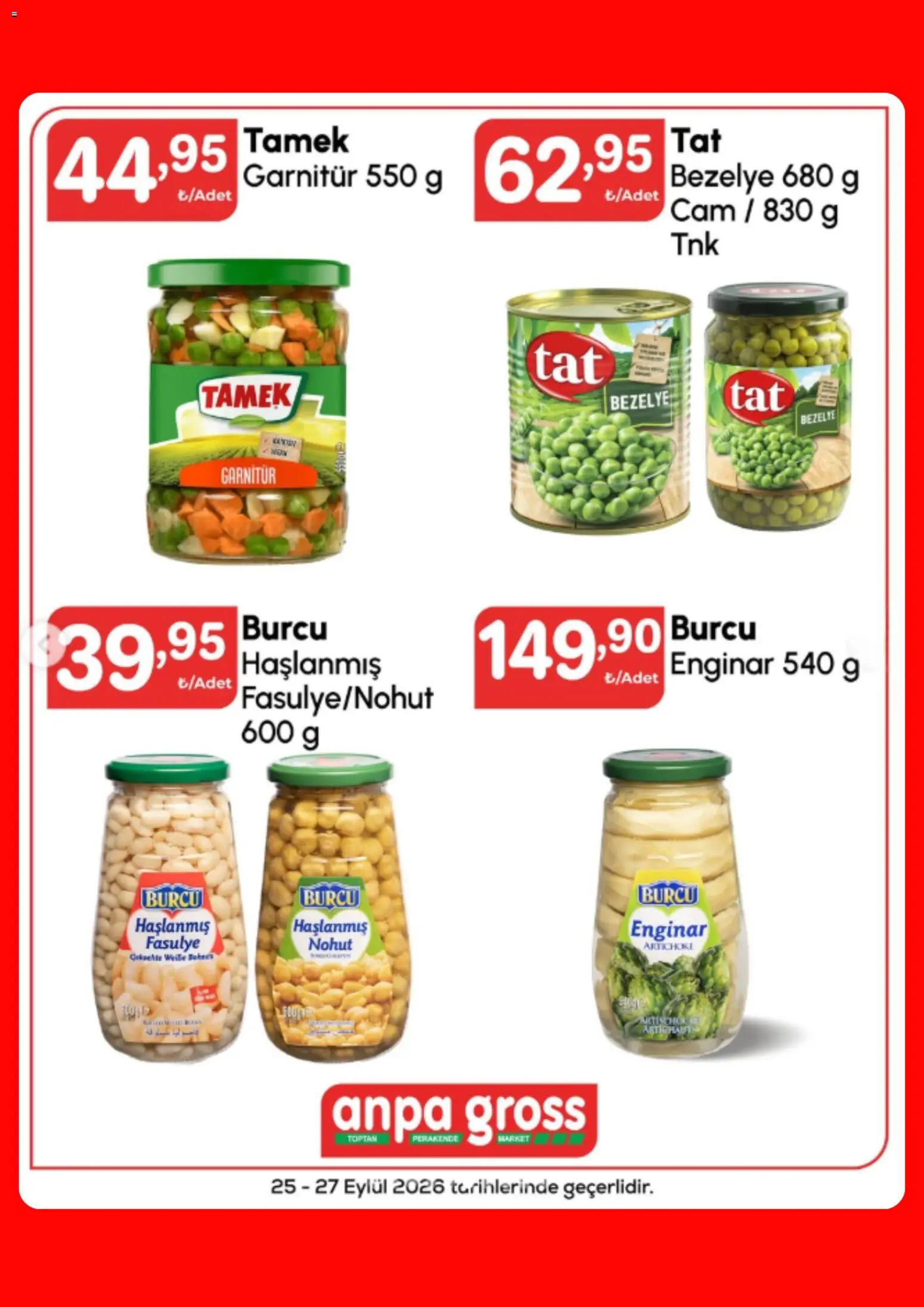 Anpa Gross Katalog - 25 Eylül 2026 tarihinden itibaren geçerlidir | Sayfa: 18 | Ürünler: Enginar, Fasulye, Bezelye