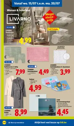 LIVARNO Badjas, maten S - XL - Voorbeeld van een folder van Lidl, geldig van 13/07/2026 | Pagina: 22 | Producten: Badjas, Handdoeken, Bad, Douche